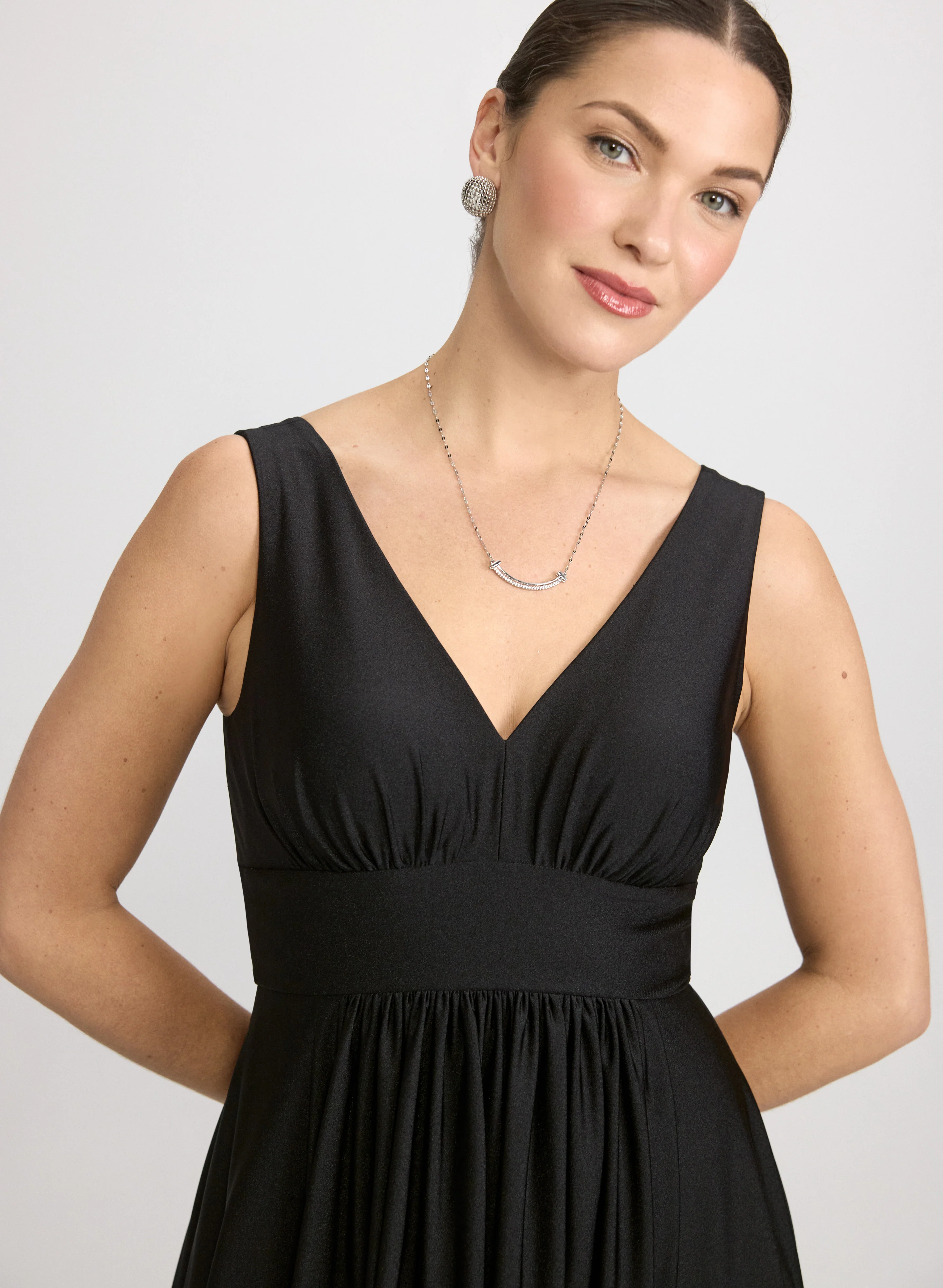 Fit & Flare V-Neck Dress - Image 3