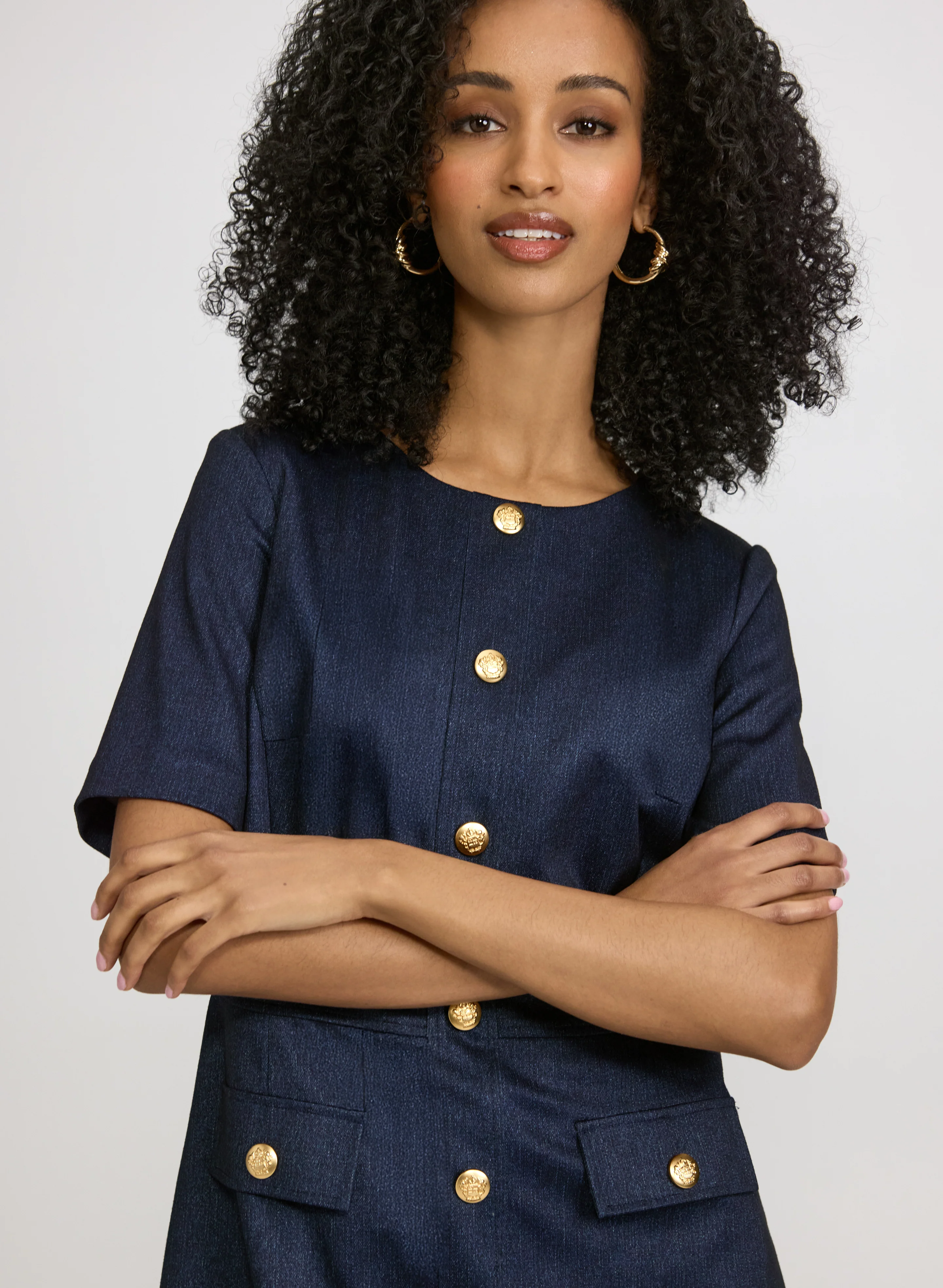 Fitted Denim-Style Dress - Image 5