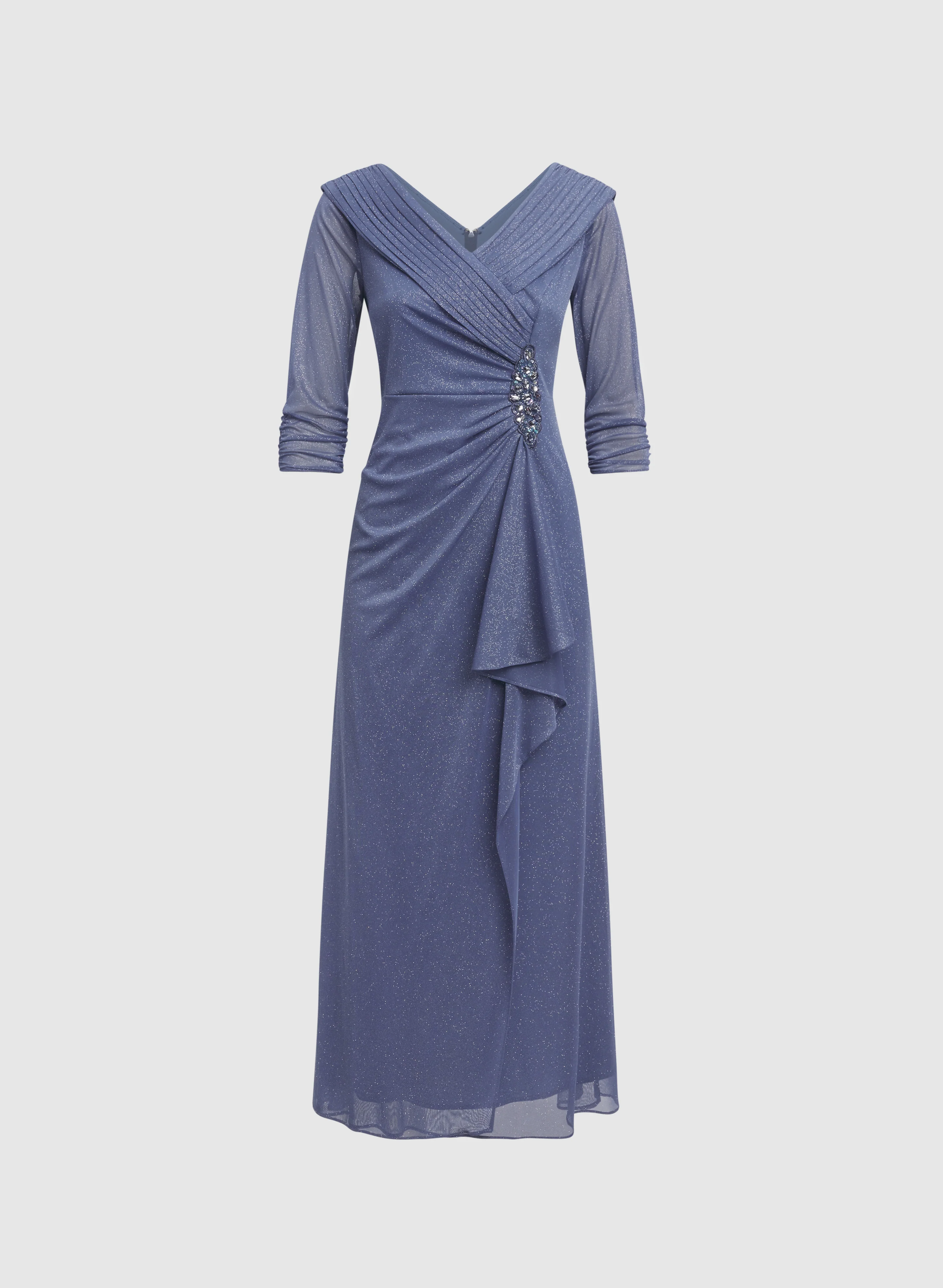 Fitted Glitter Mesh Dress - Image 5