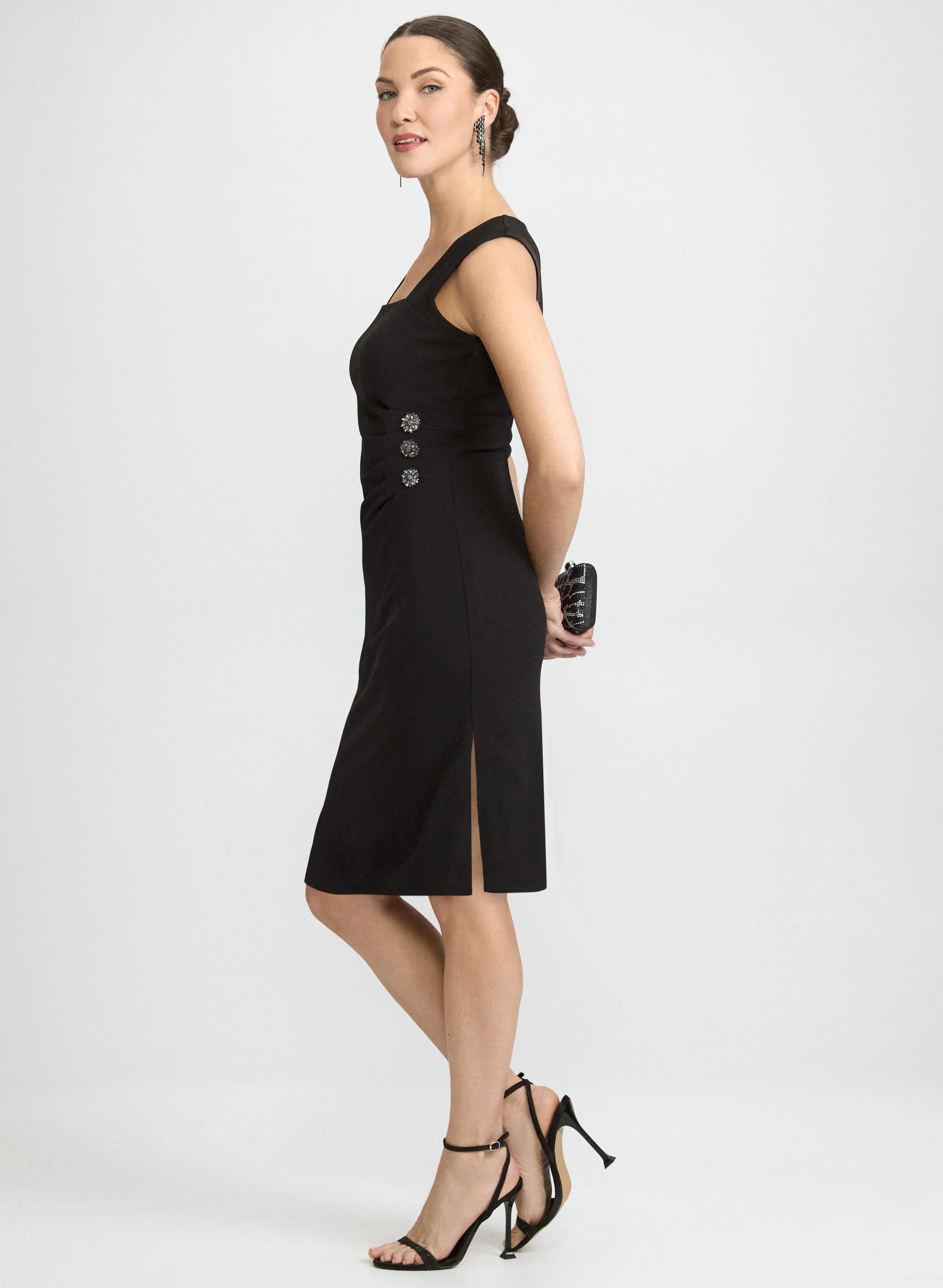 Fitted Rhinestone Detail Dress - Image 2