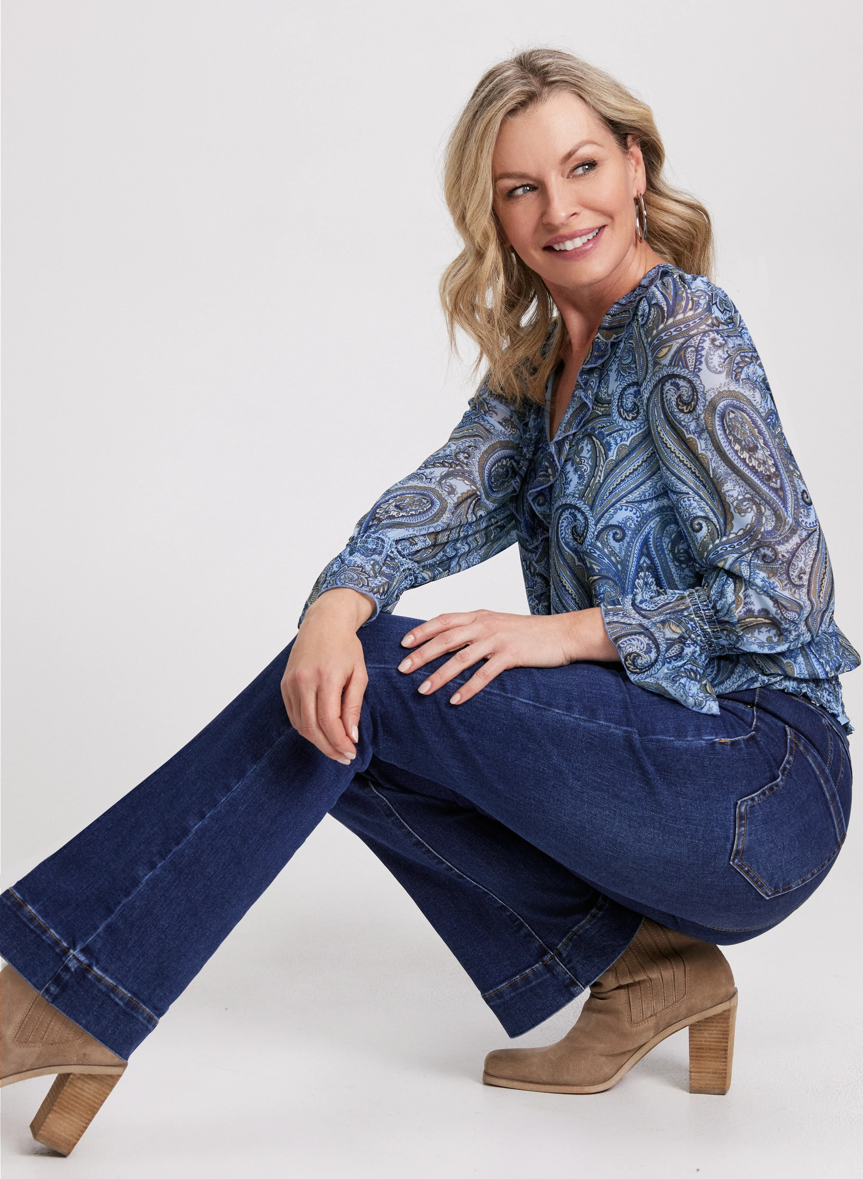 Flare Leg Pull-On Jeans - Image 4
