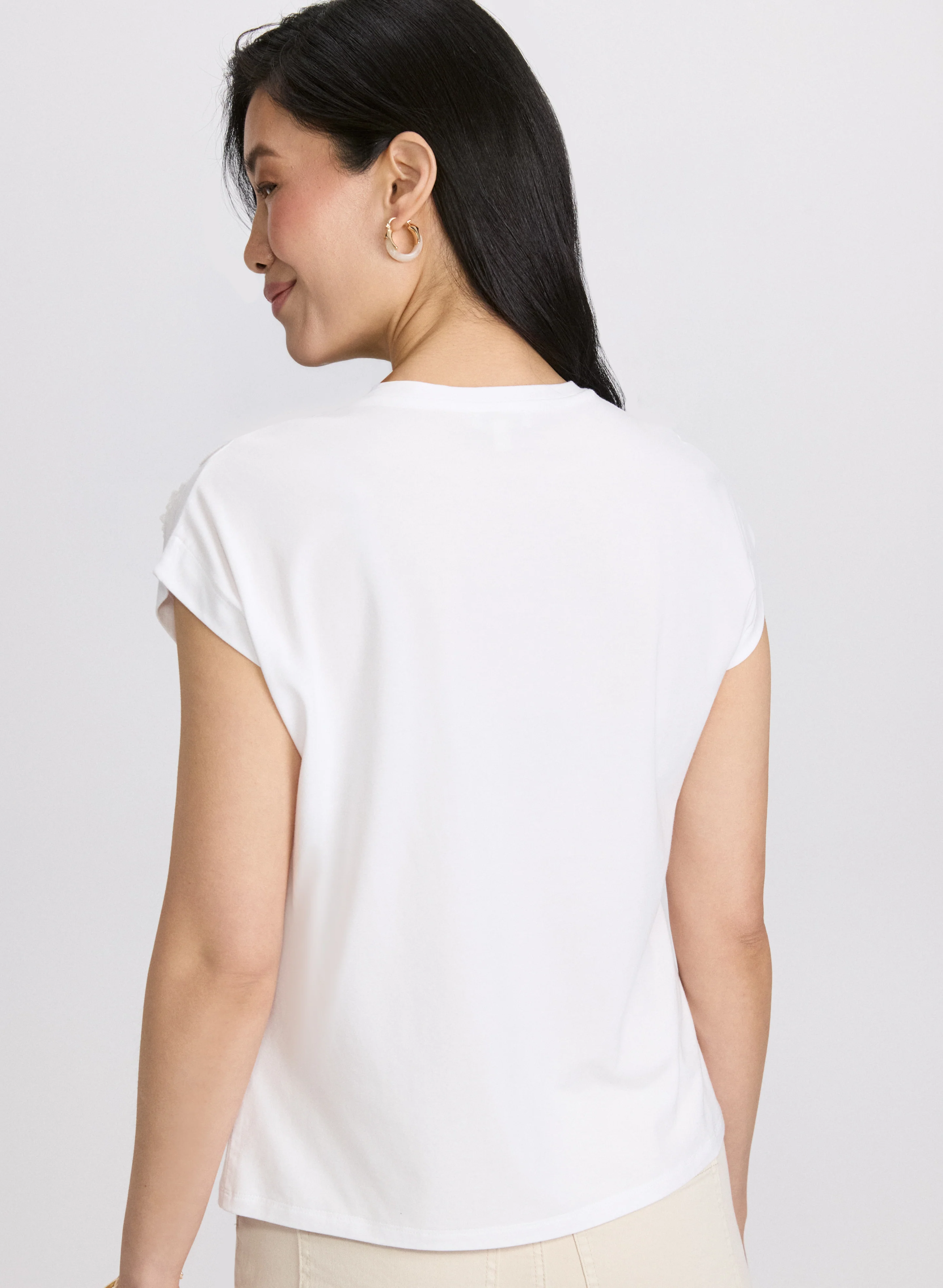 Floral Appliqué T-Shirt - Image 4