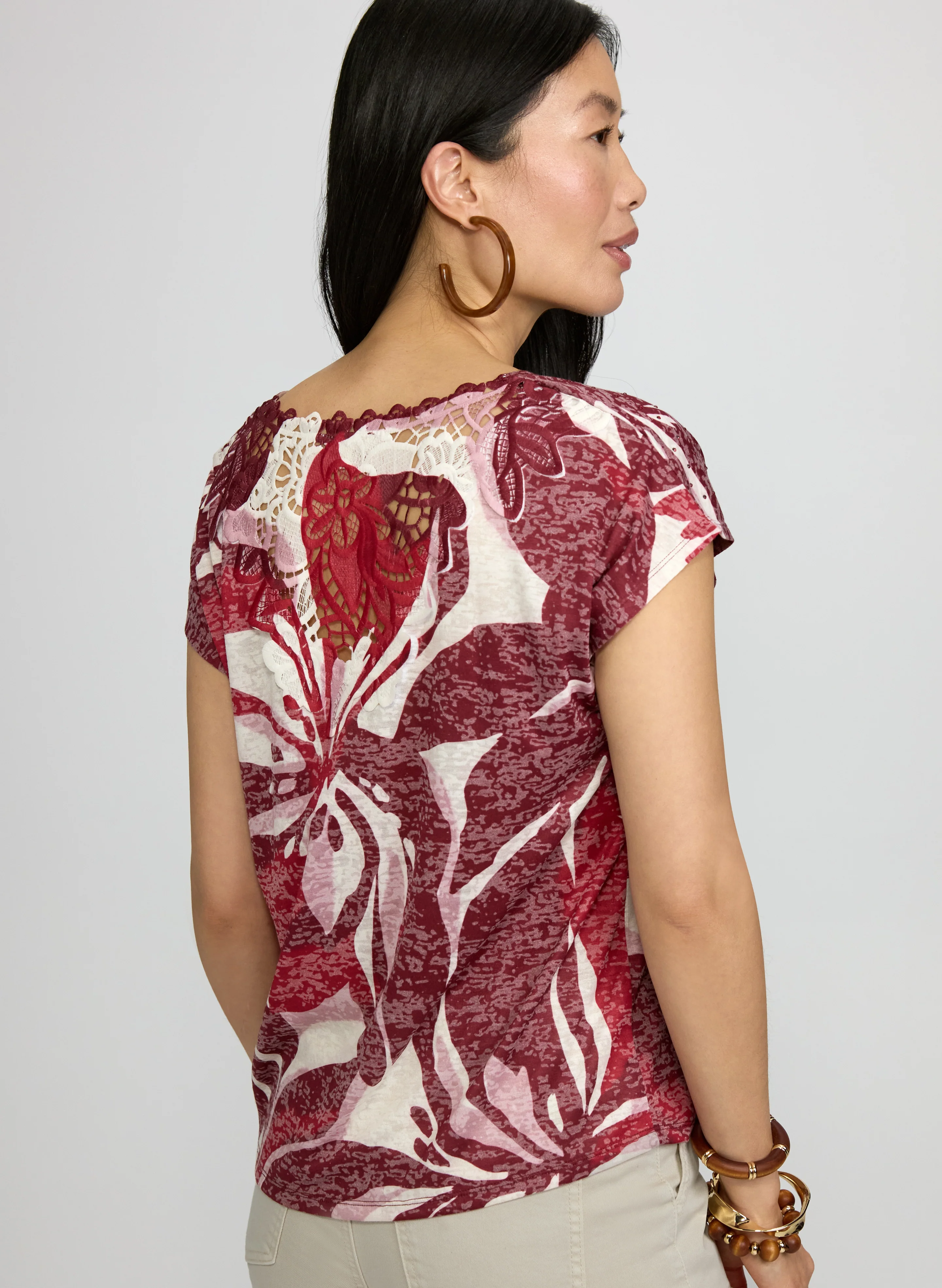 Floral Cap Sleeve T-Shirt - Image 4