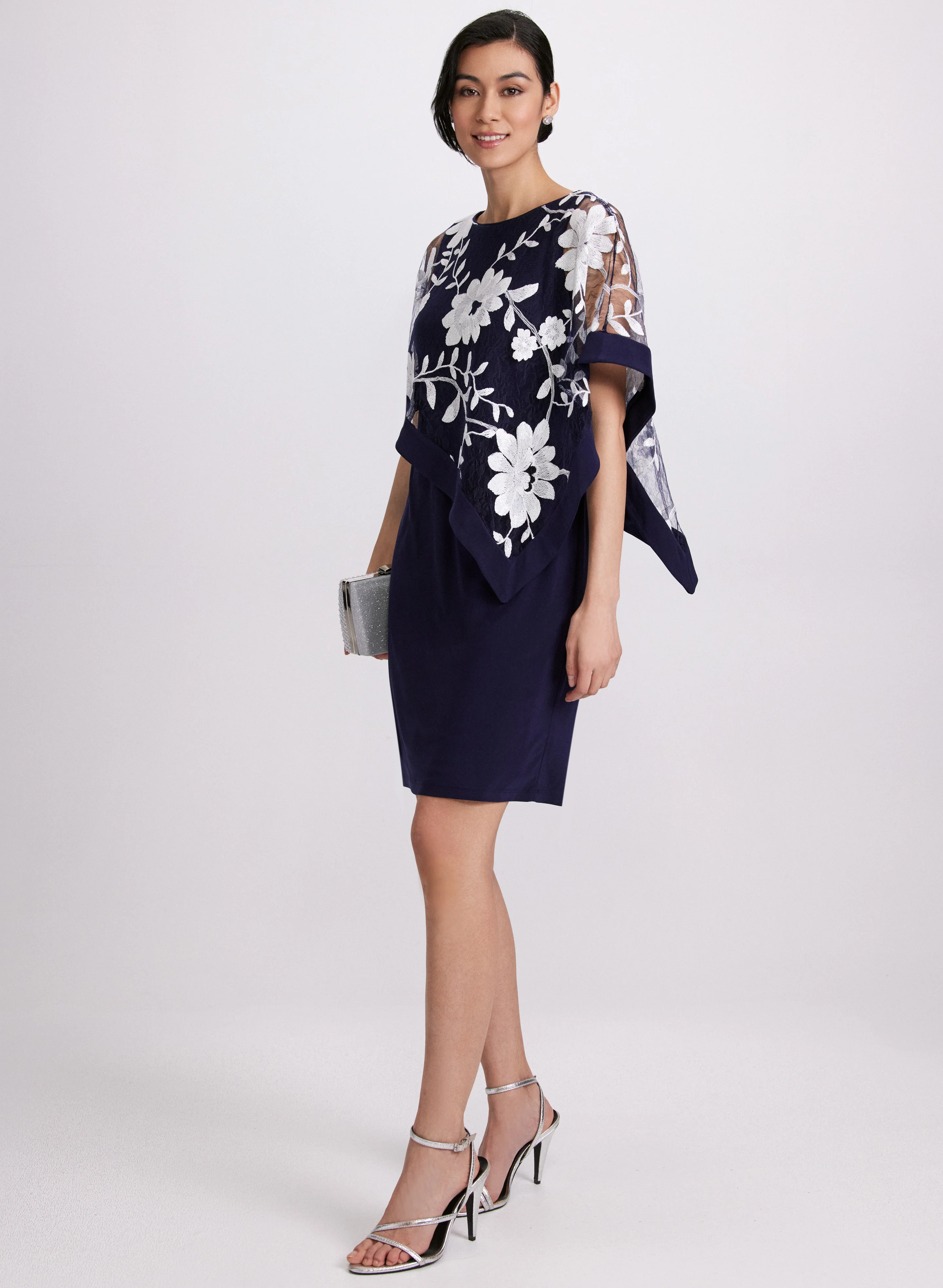 Floral Capelet Sheath Dress - Image 2