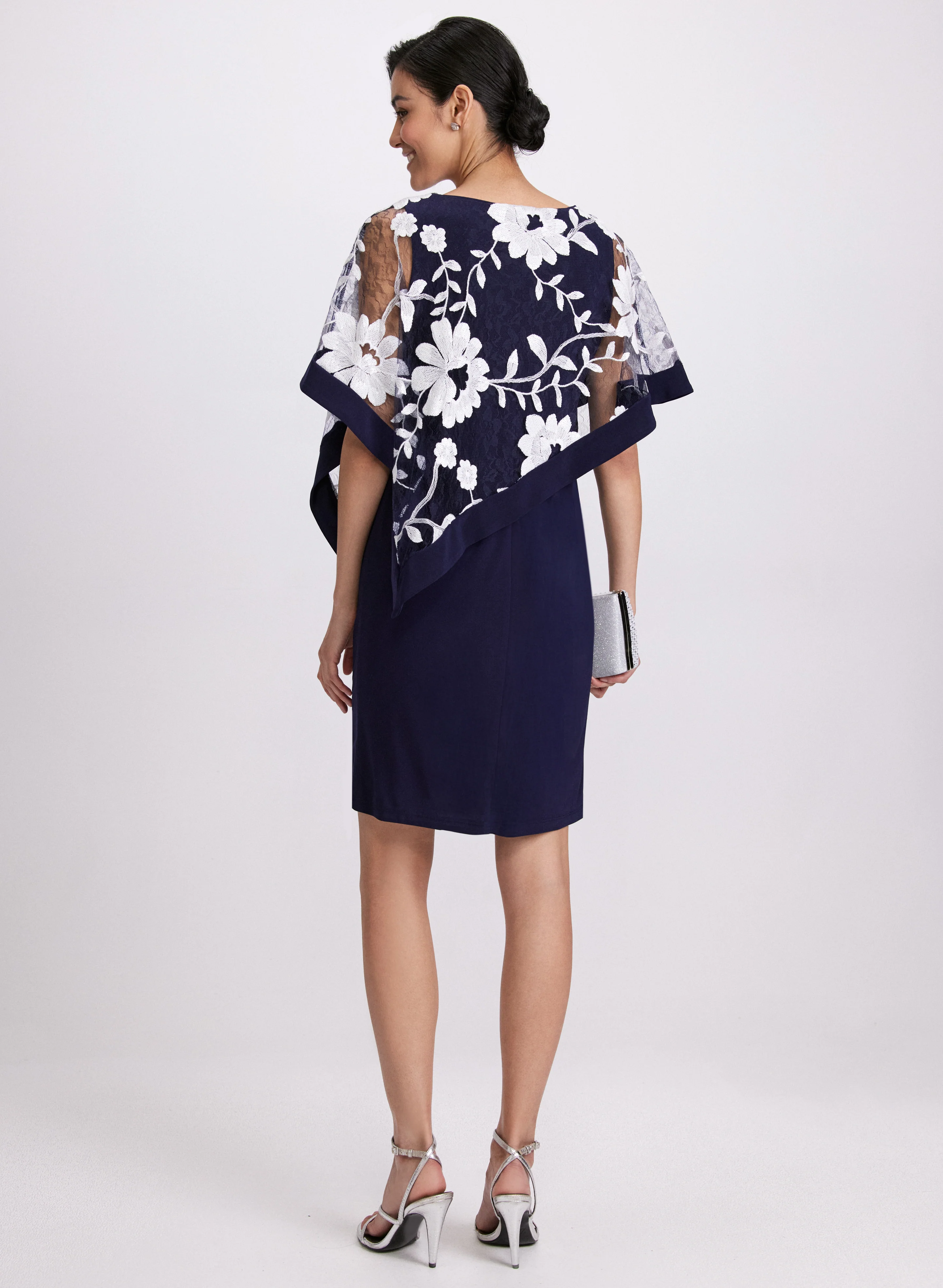 Floral Capelet Sheath Dress - Image 3