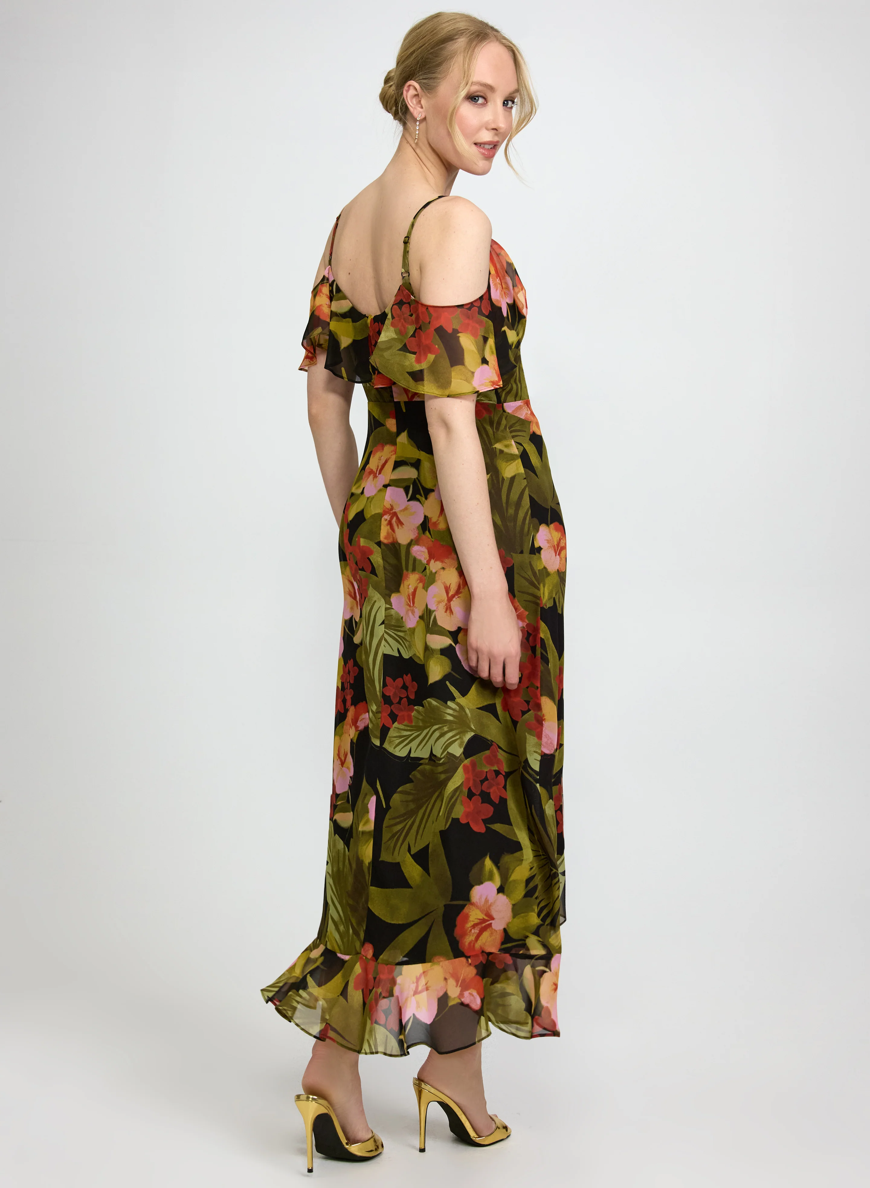 Floral Chiffon Midi Dress - Image 3