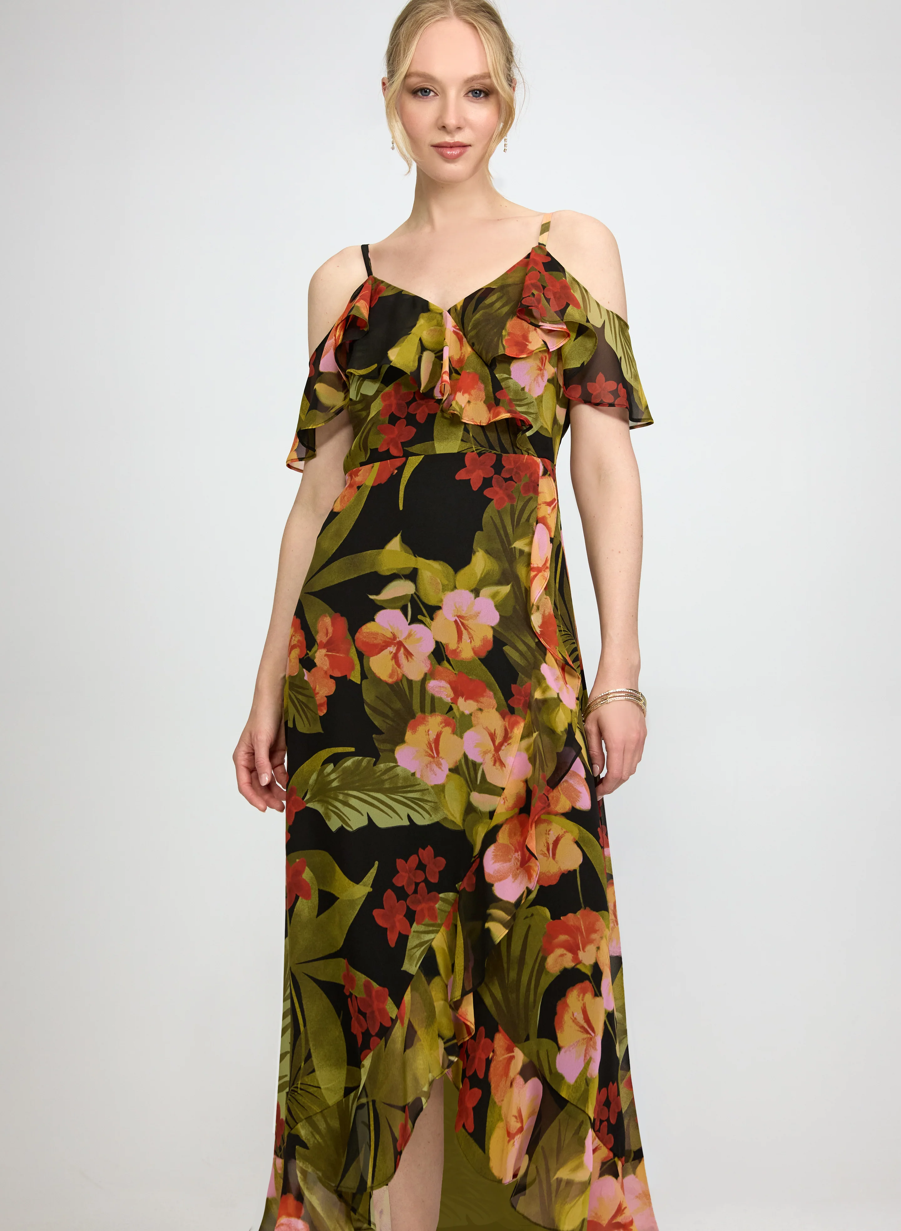 Floral Chiffon Midi Dress - Image 4