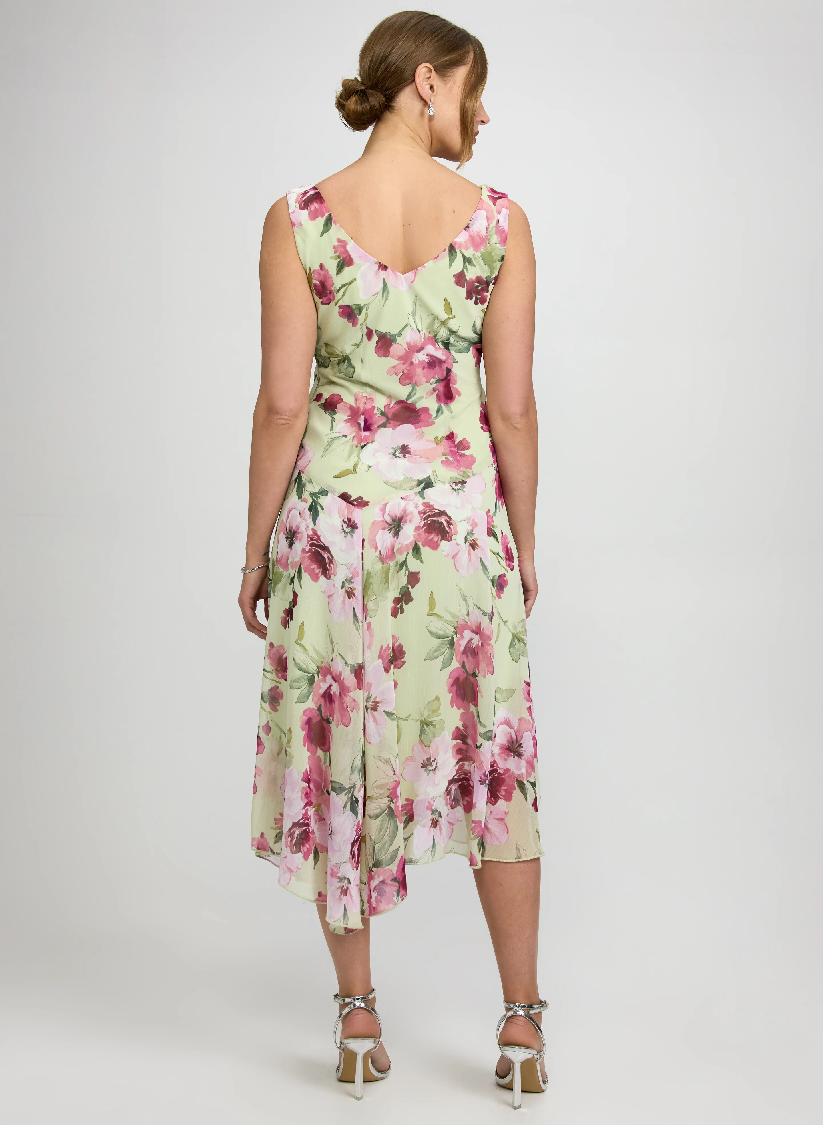 Floral Chiffon Midi Dress - Image 3