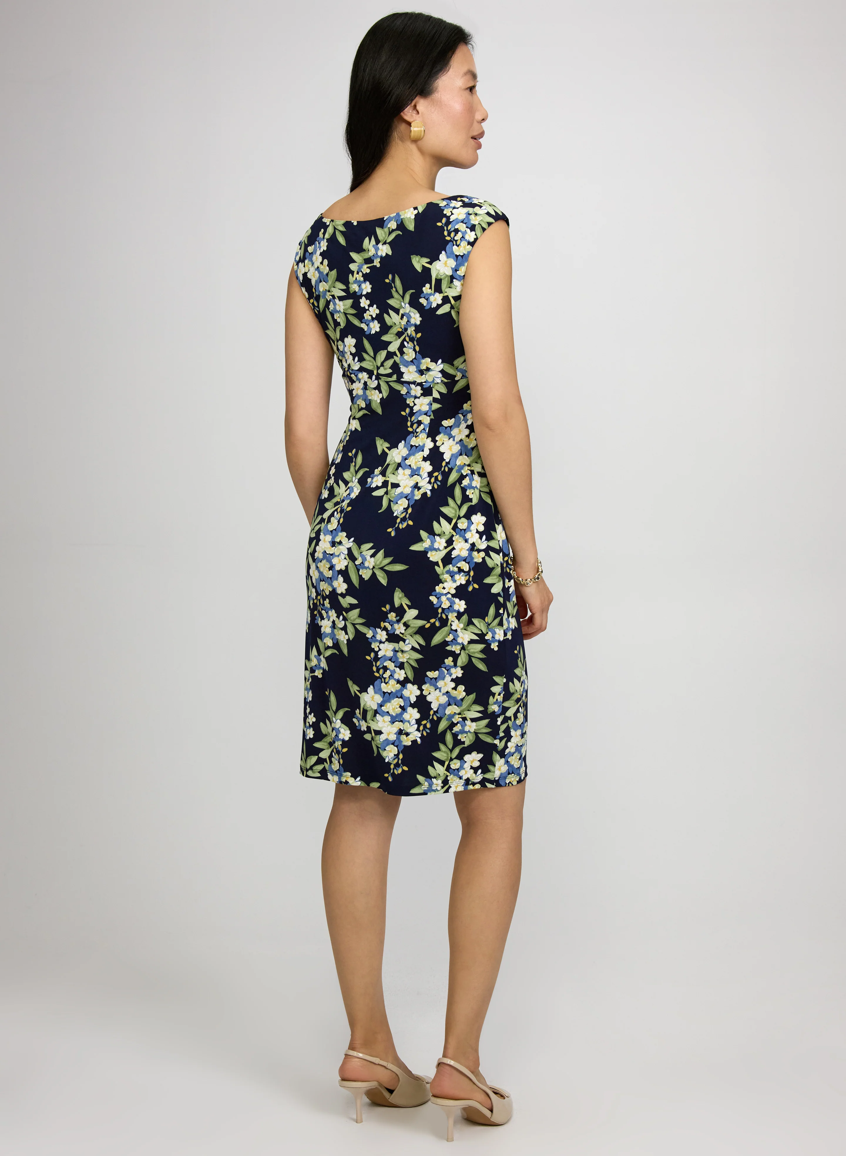 Floral Draped Dress - Image 3