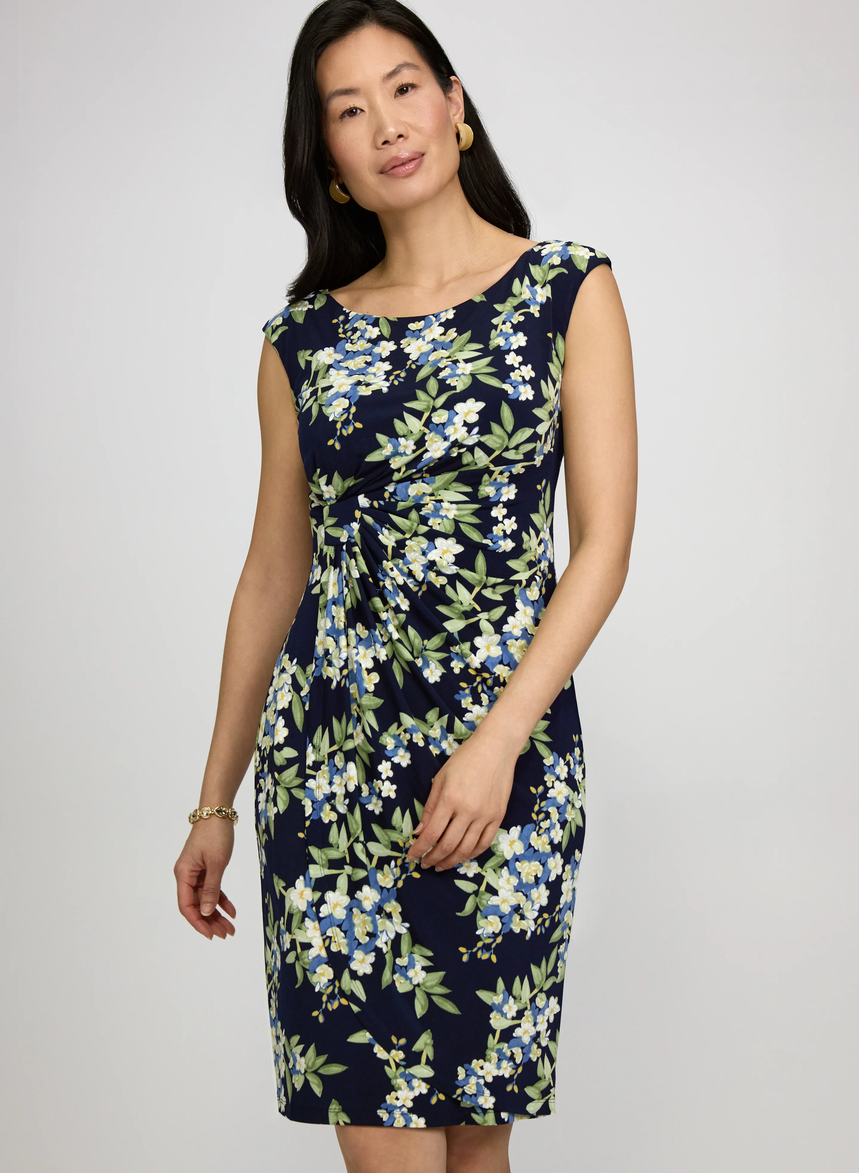 Floral Draped Dress - Image 4