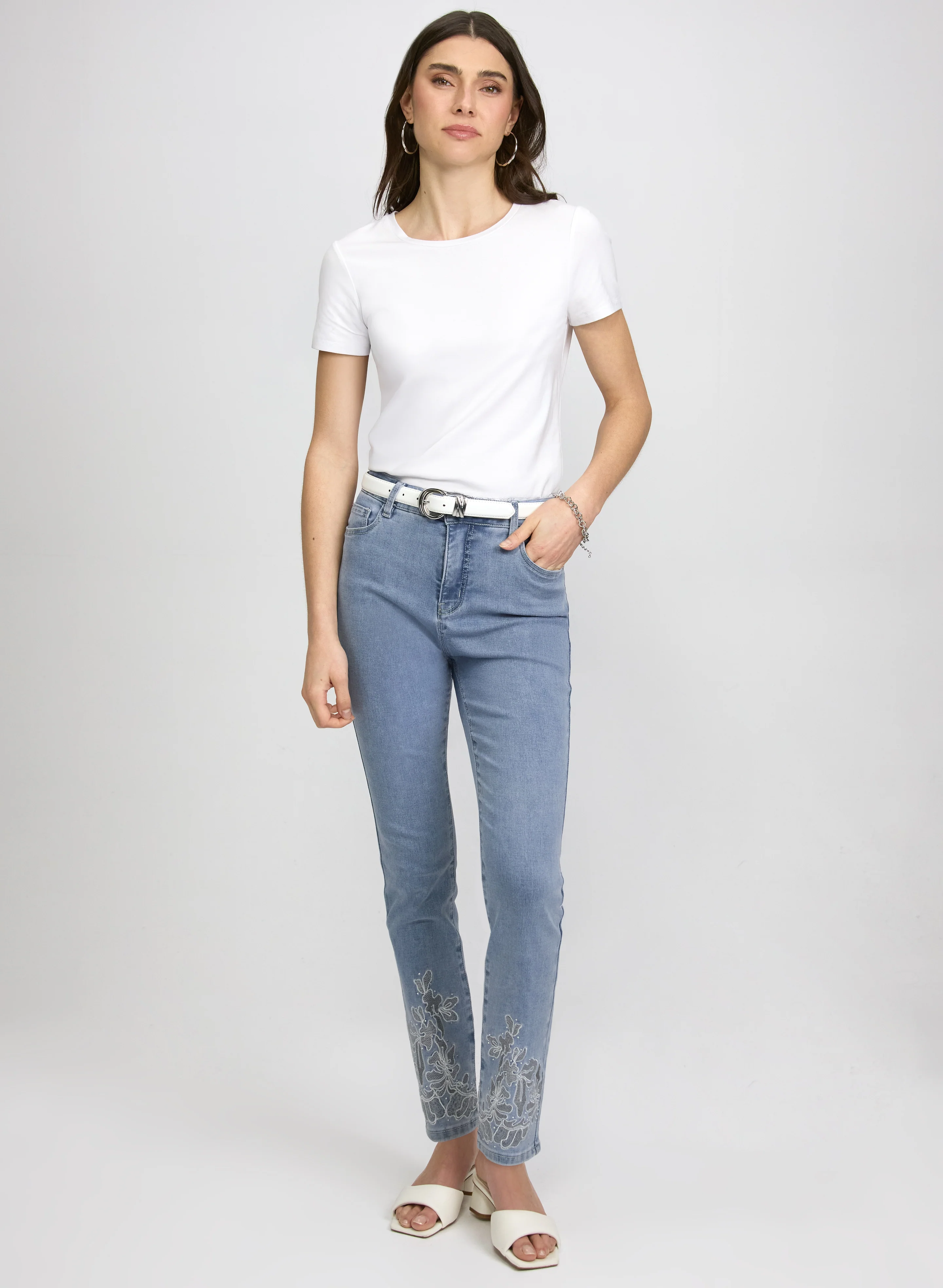 Floral Embroidered Jeans - Image 3