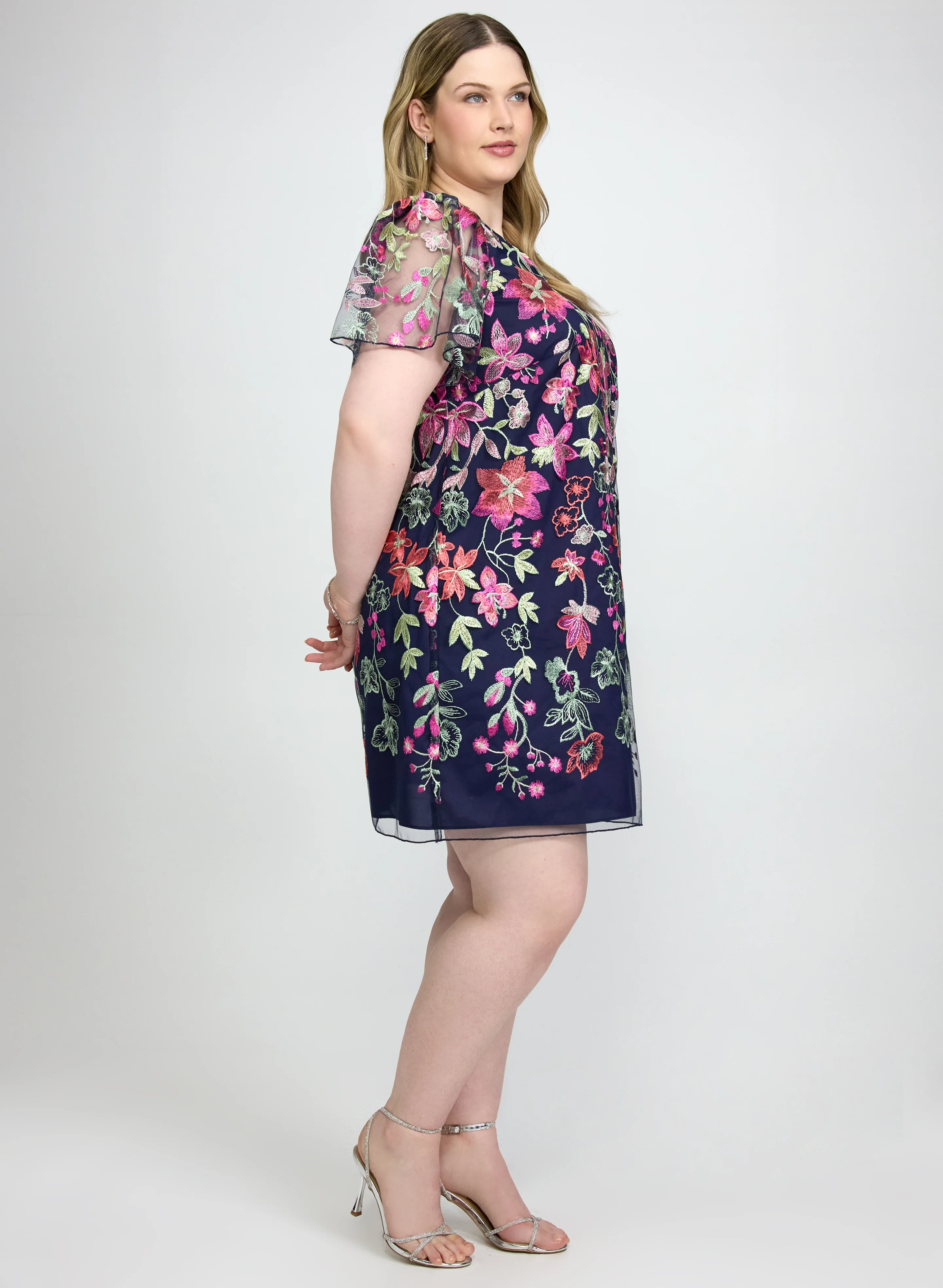 Floral Embroidered Mesh Dress - Image 3