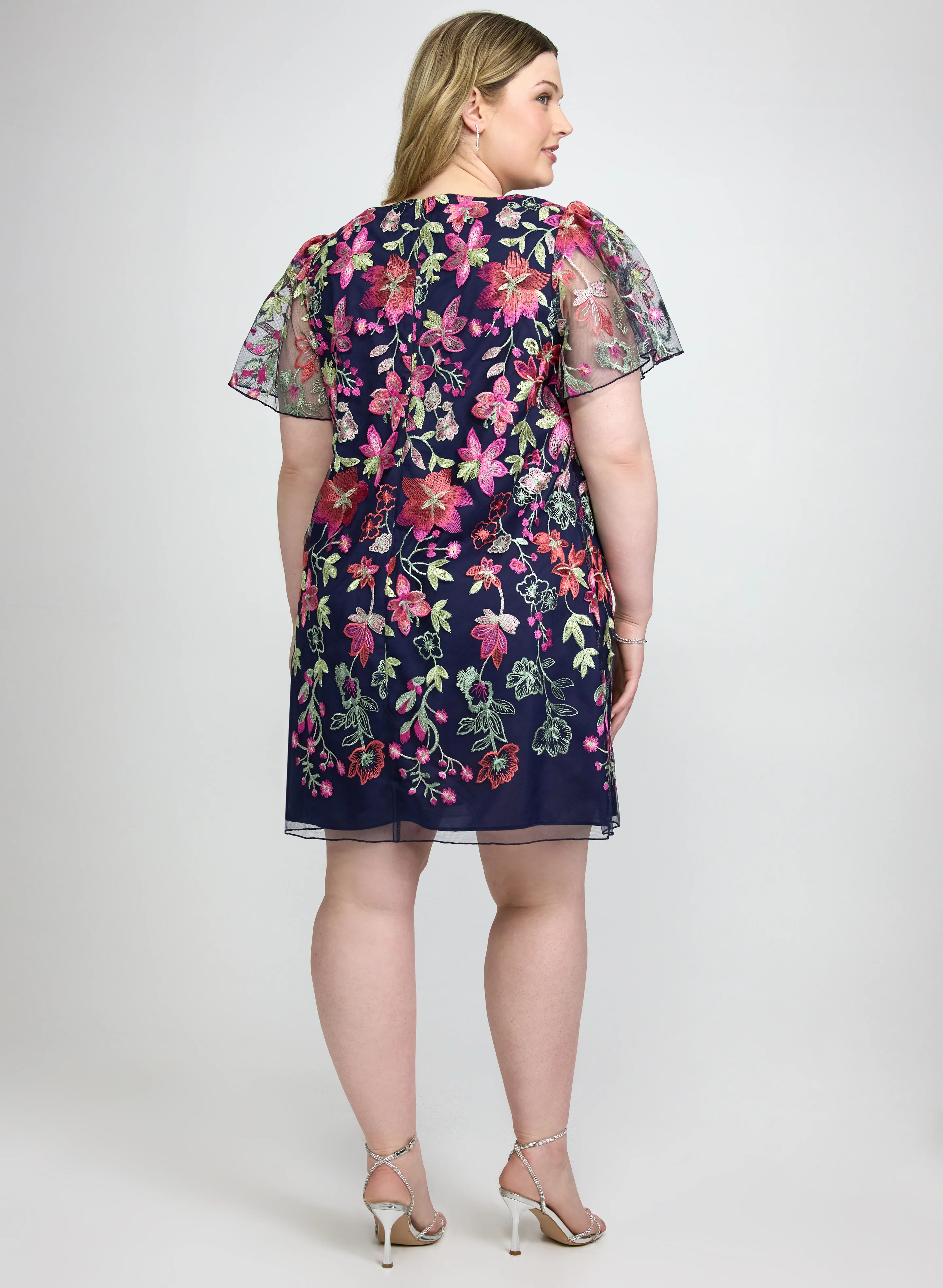Floral Embroidered Mesh Dress - Image 4