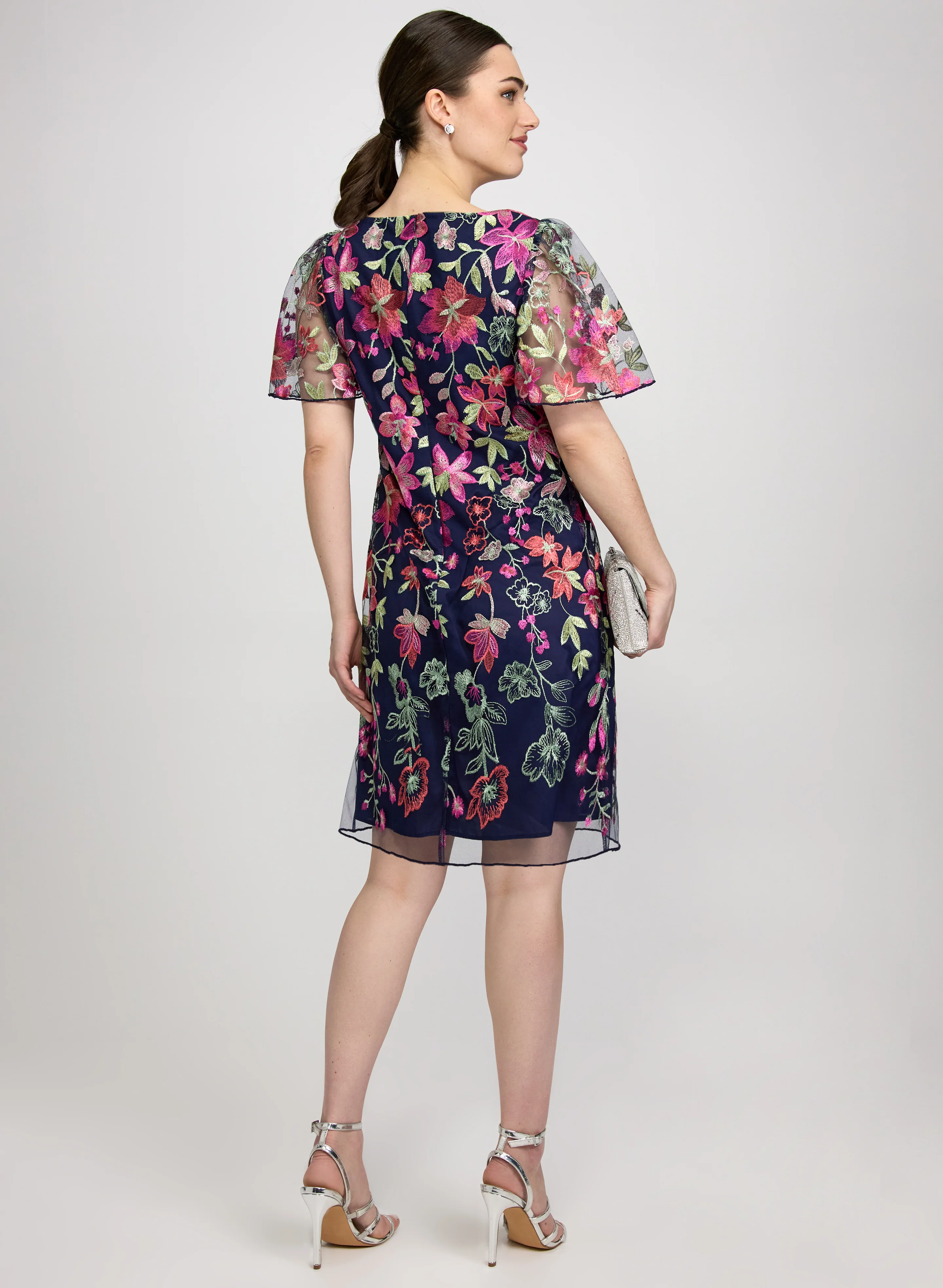 Floral Embroidered Mesh Dress - Image 3