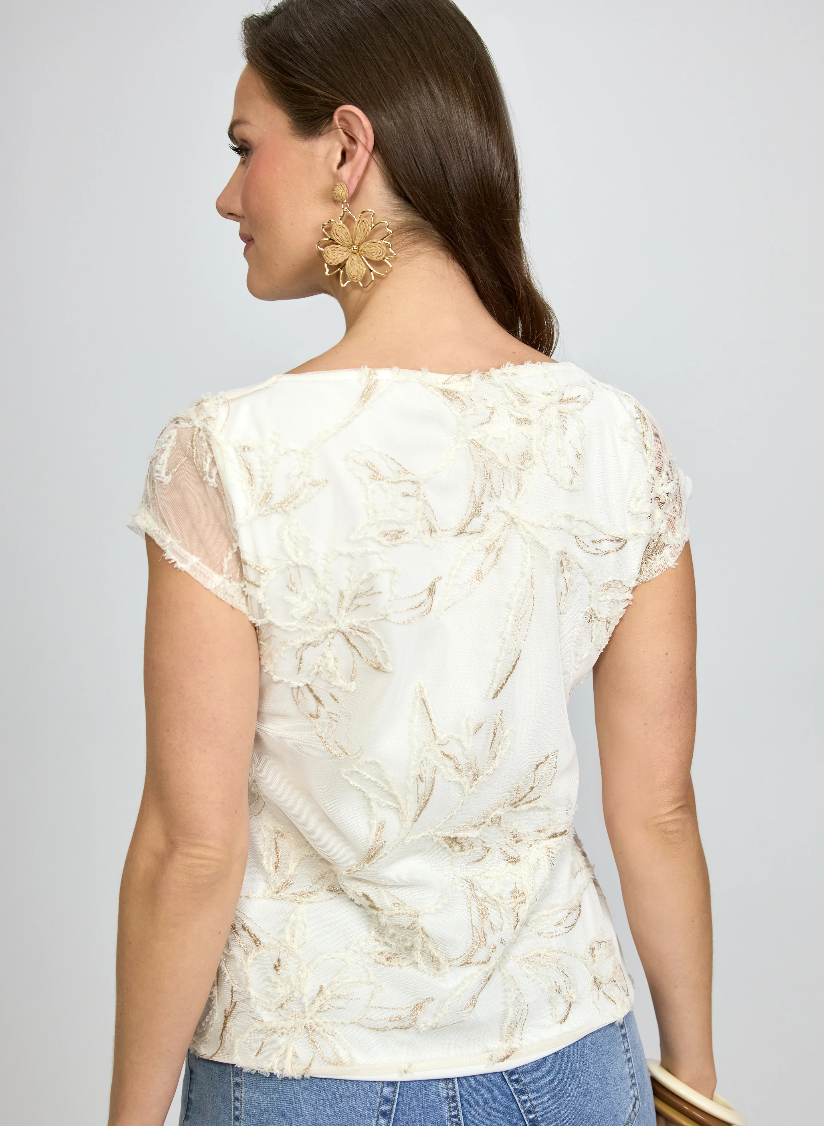 Floral Embroidered Mesh Top - Image 4