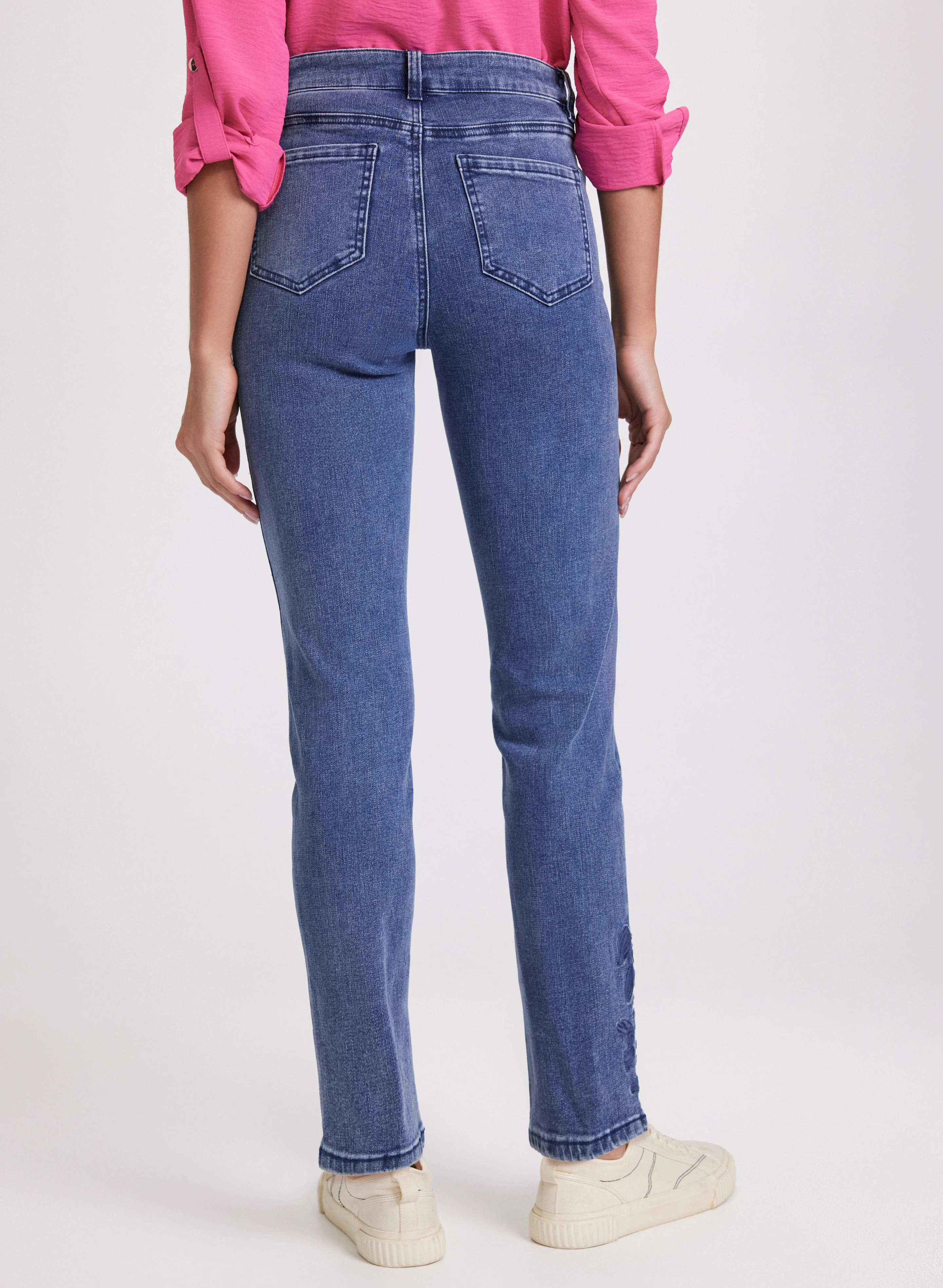 Floral Embroidered Straight-Leg Jeans - Image 5
