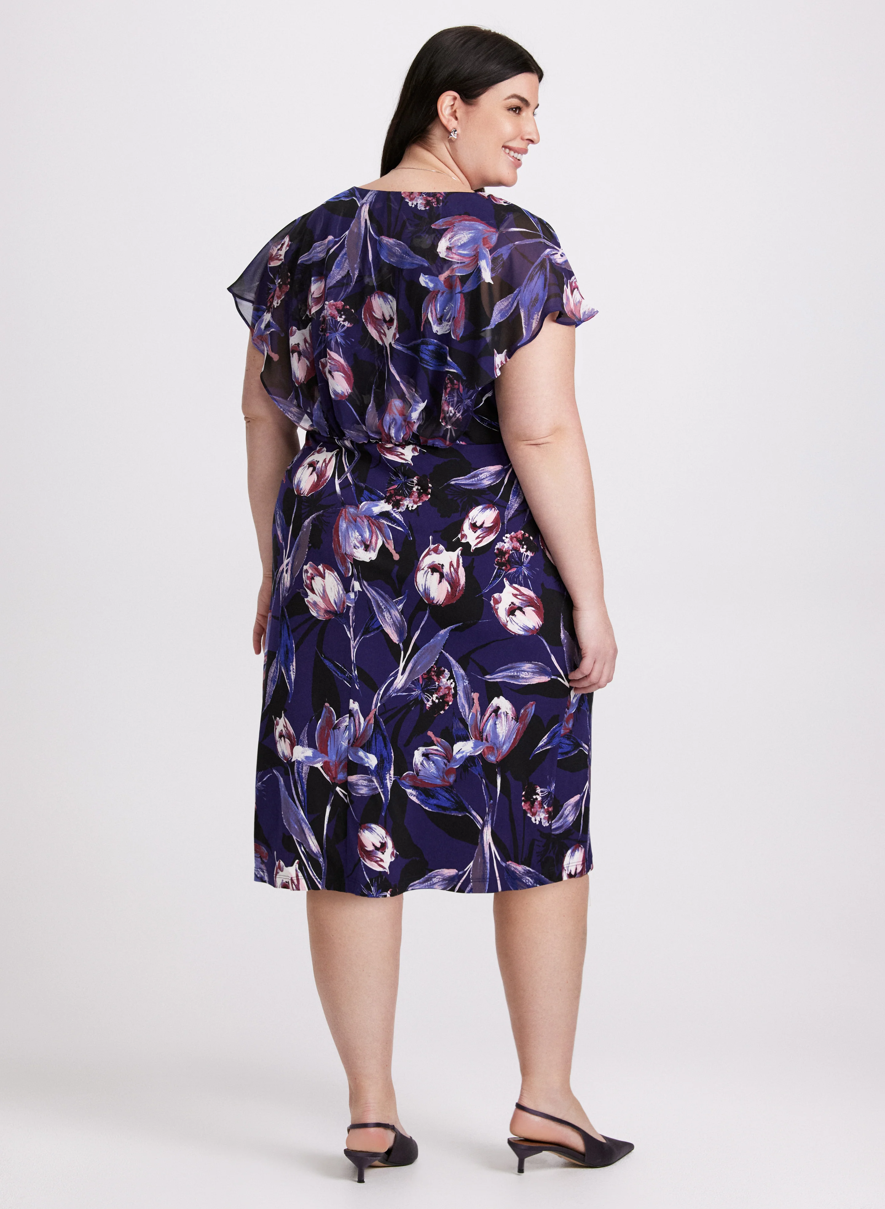 Floral Flutter Sleeve Dress - Image 2