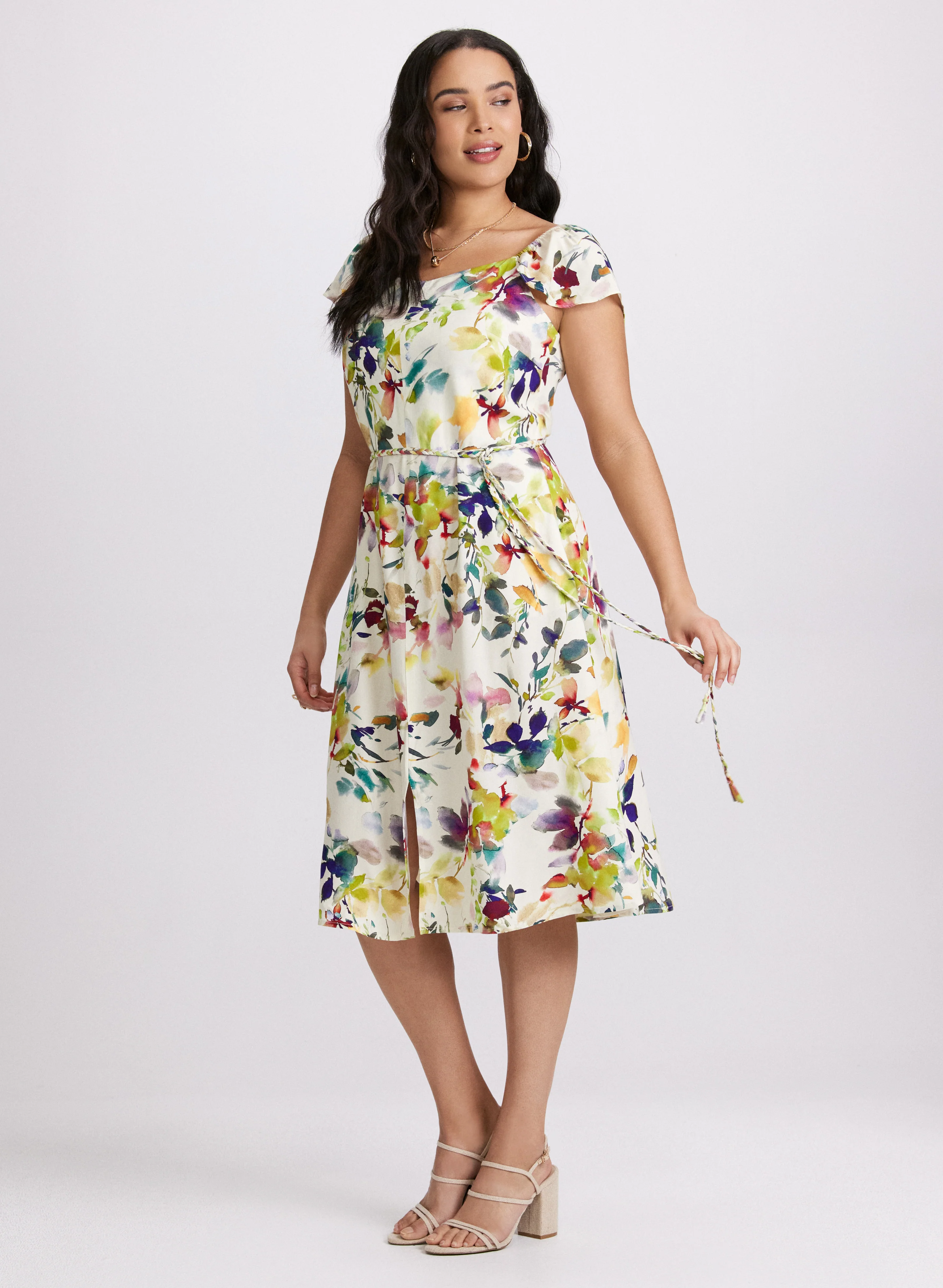Floral Flutter Sleeve Dress - Image 2