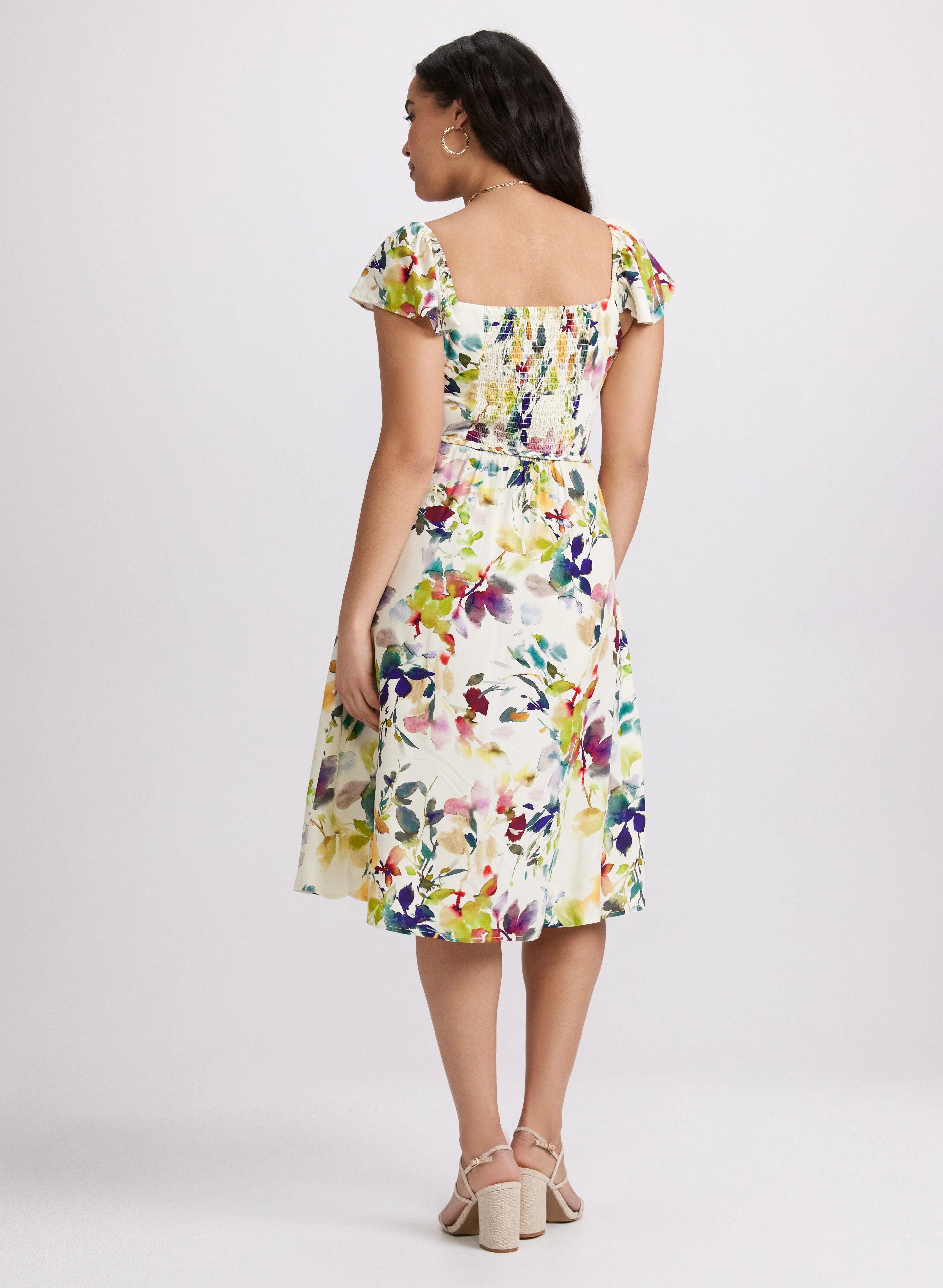 Floral Flutter Sleeve Dress - Image 3