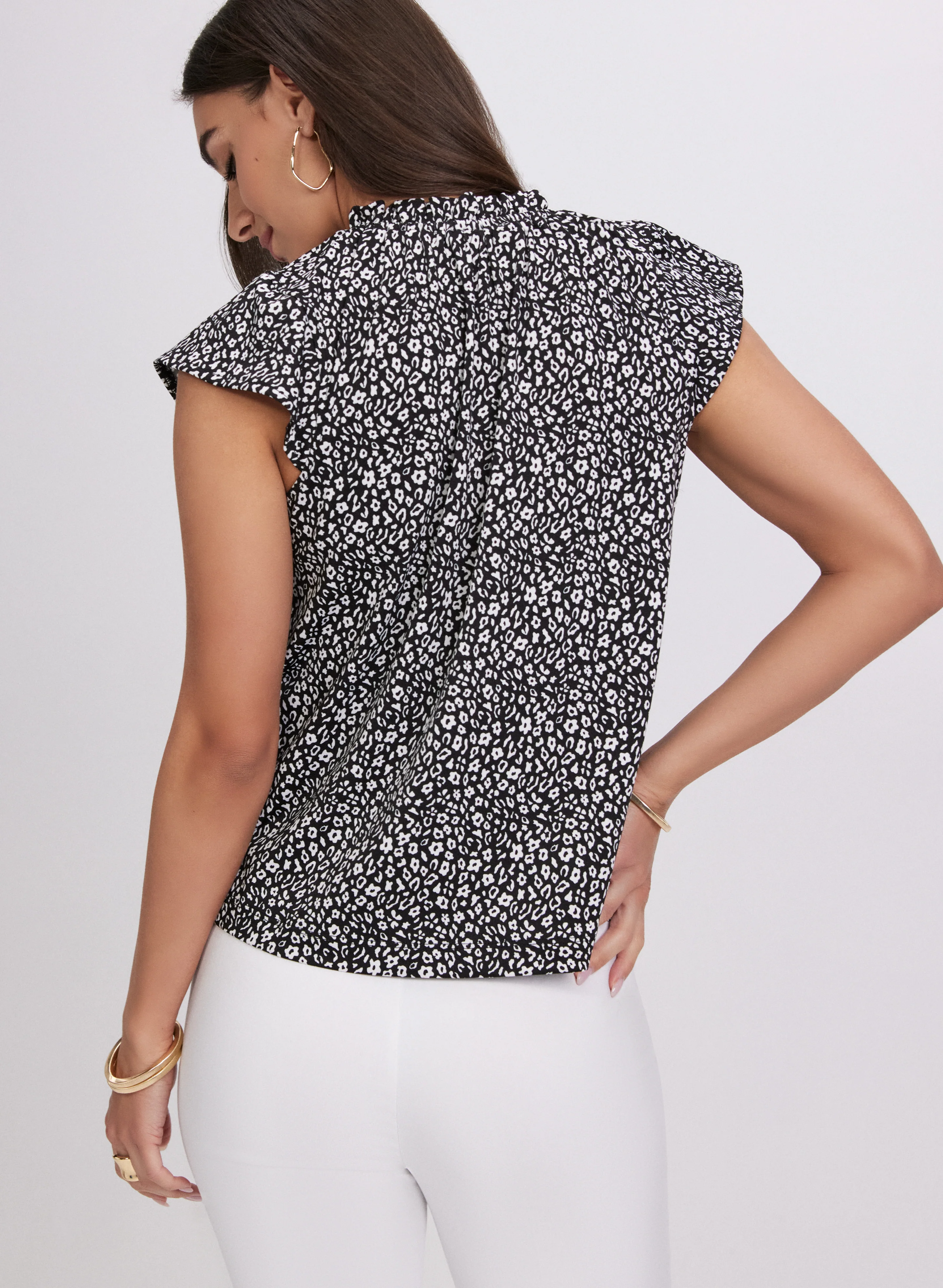 Floral Flutter Sleeve Top - Image 4