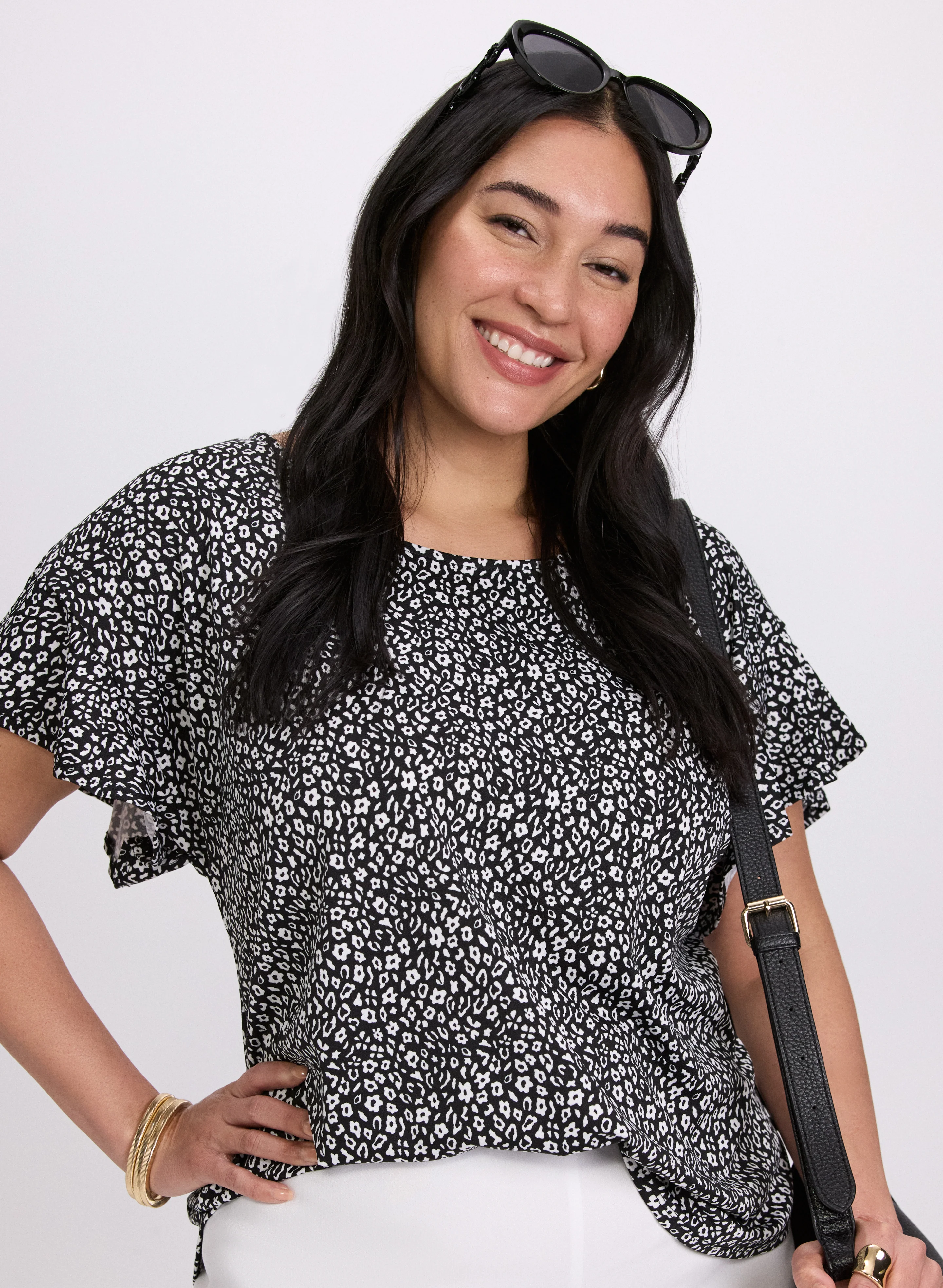 Floral Flutter Sleeve Top