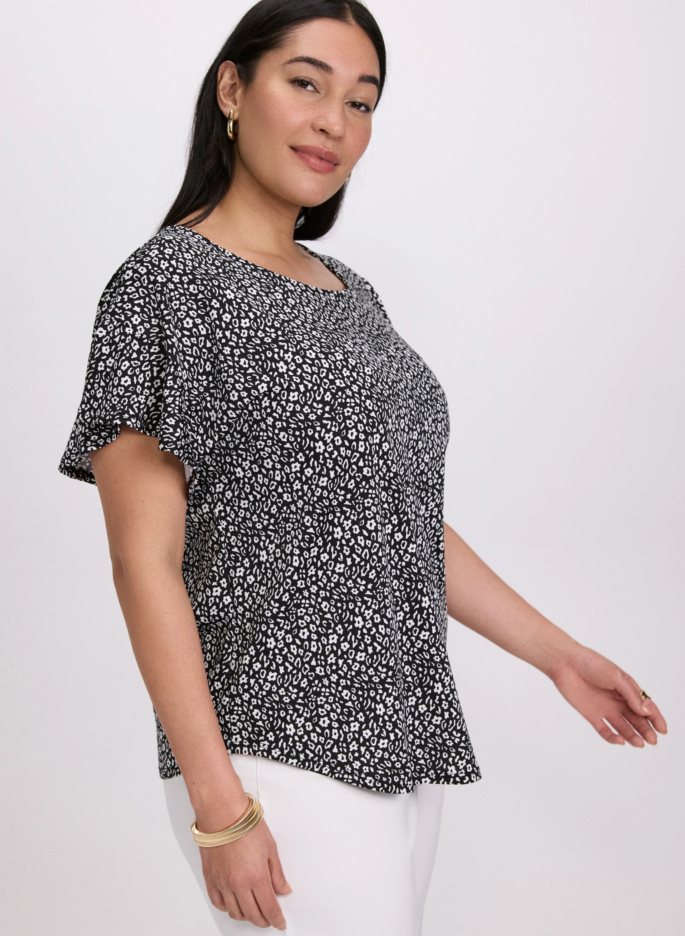 Floral Flutter Sleeve Top - Image 2