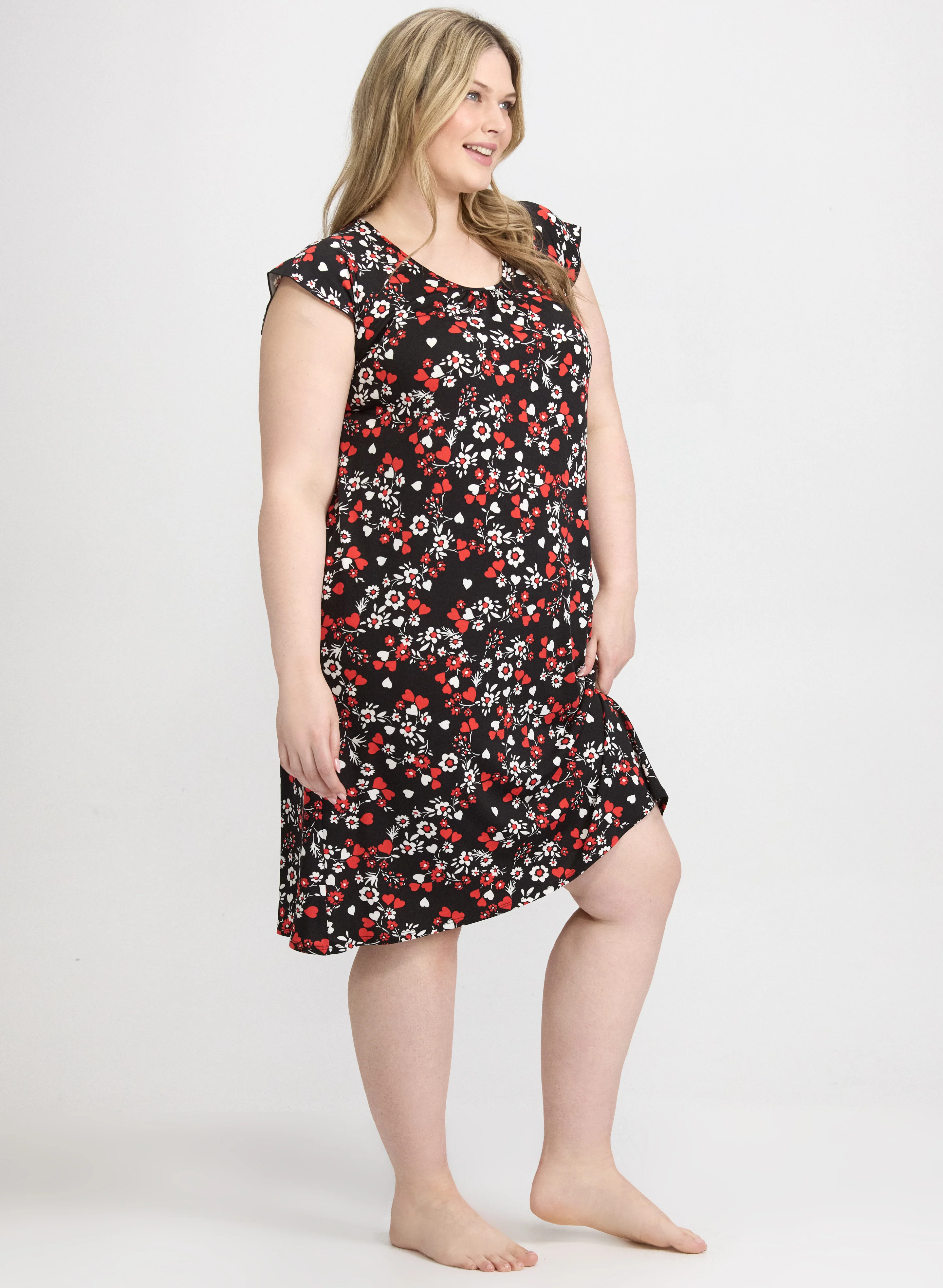 Floral & Heart Print Nightgown - Image 3