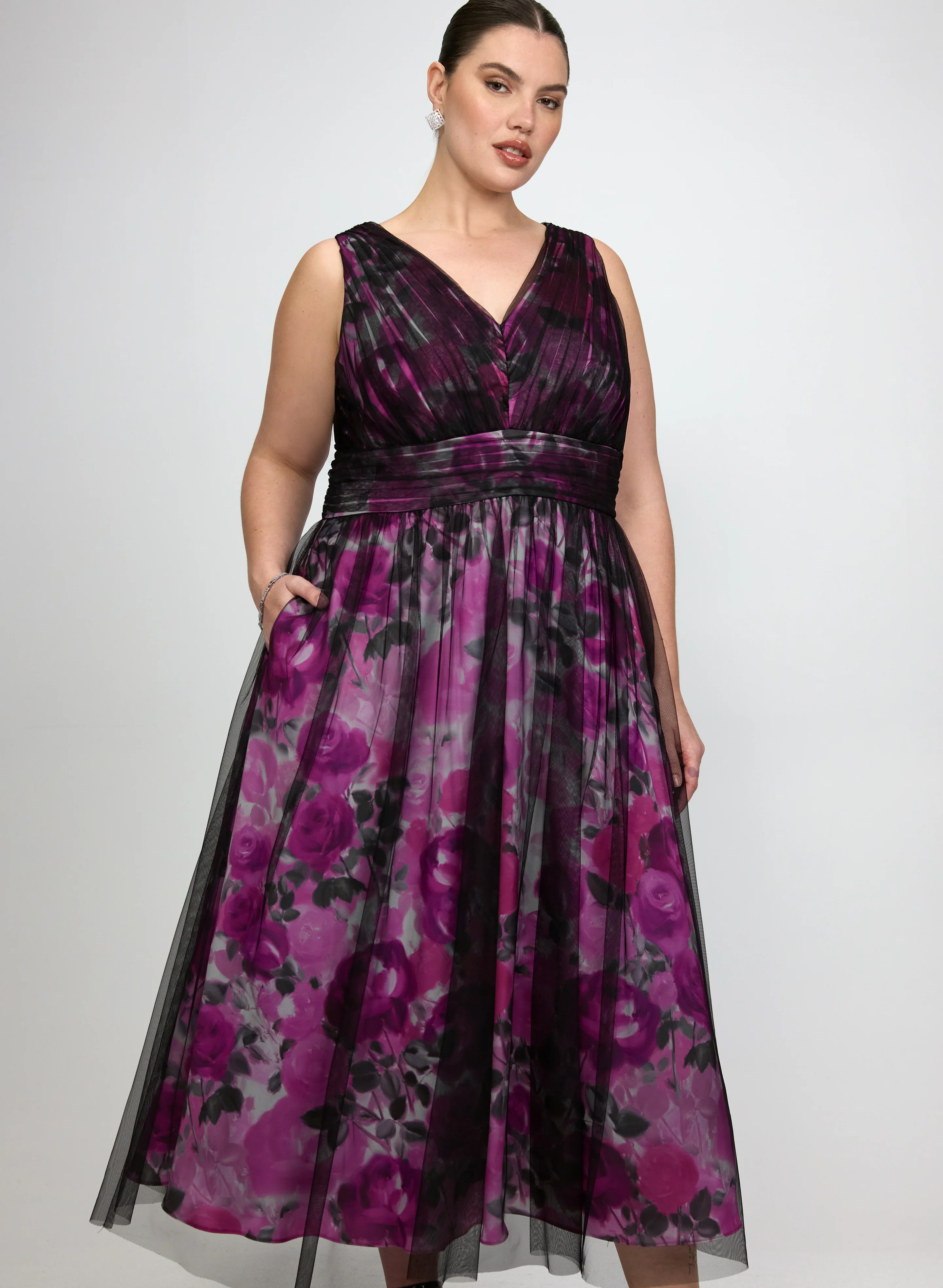 Floral & Mesh Overlay Dress - Image 3