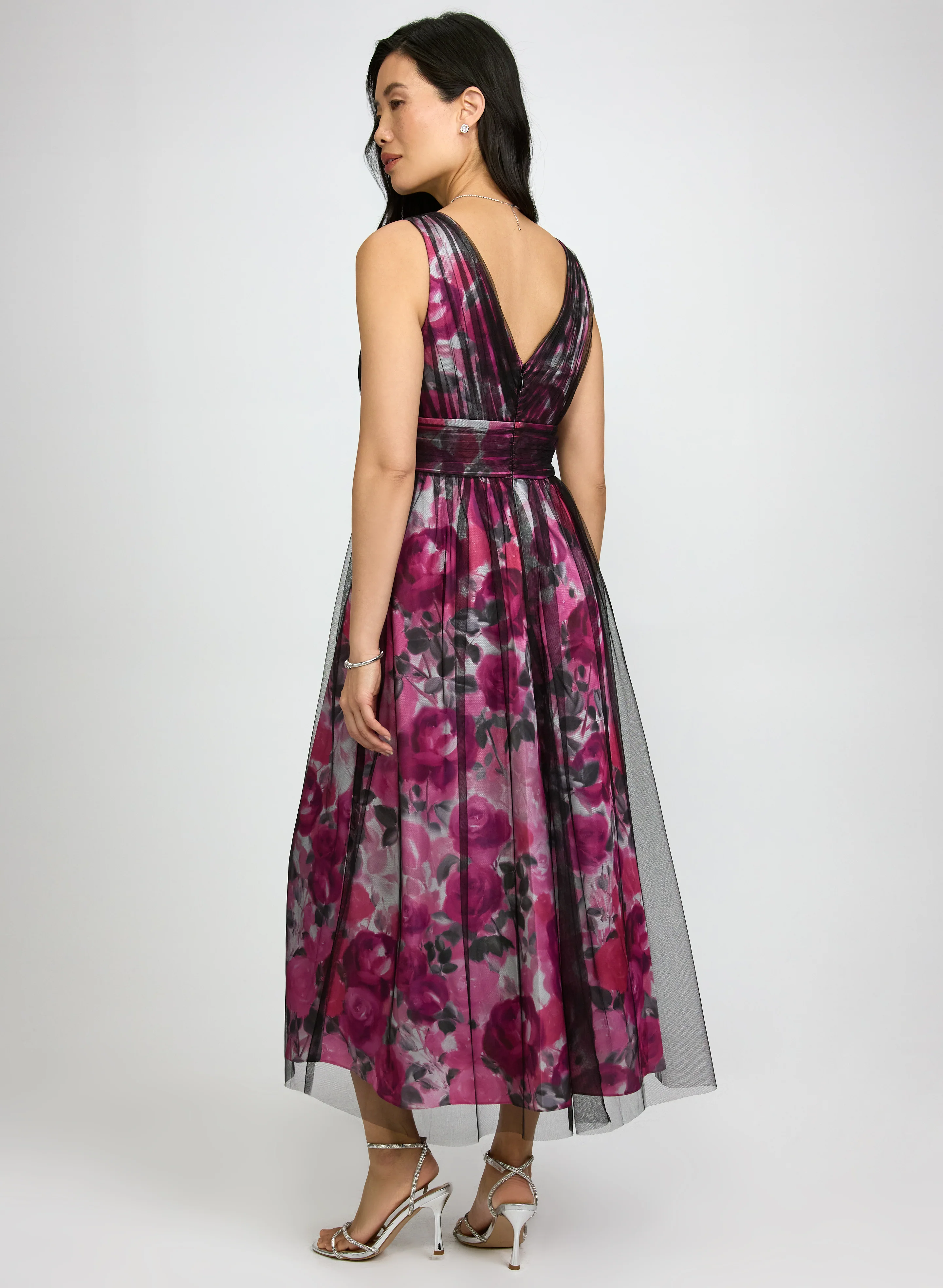 Floral & Mesh Overlay Dress - Image 4