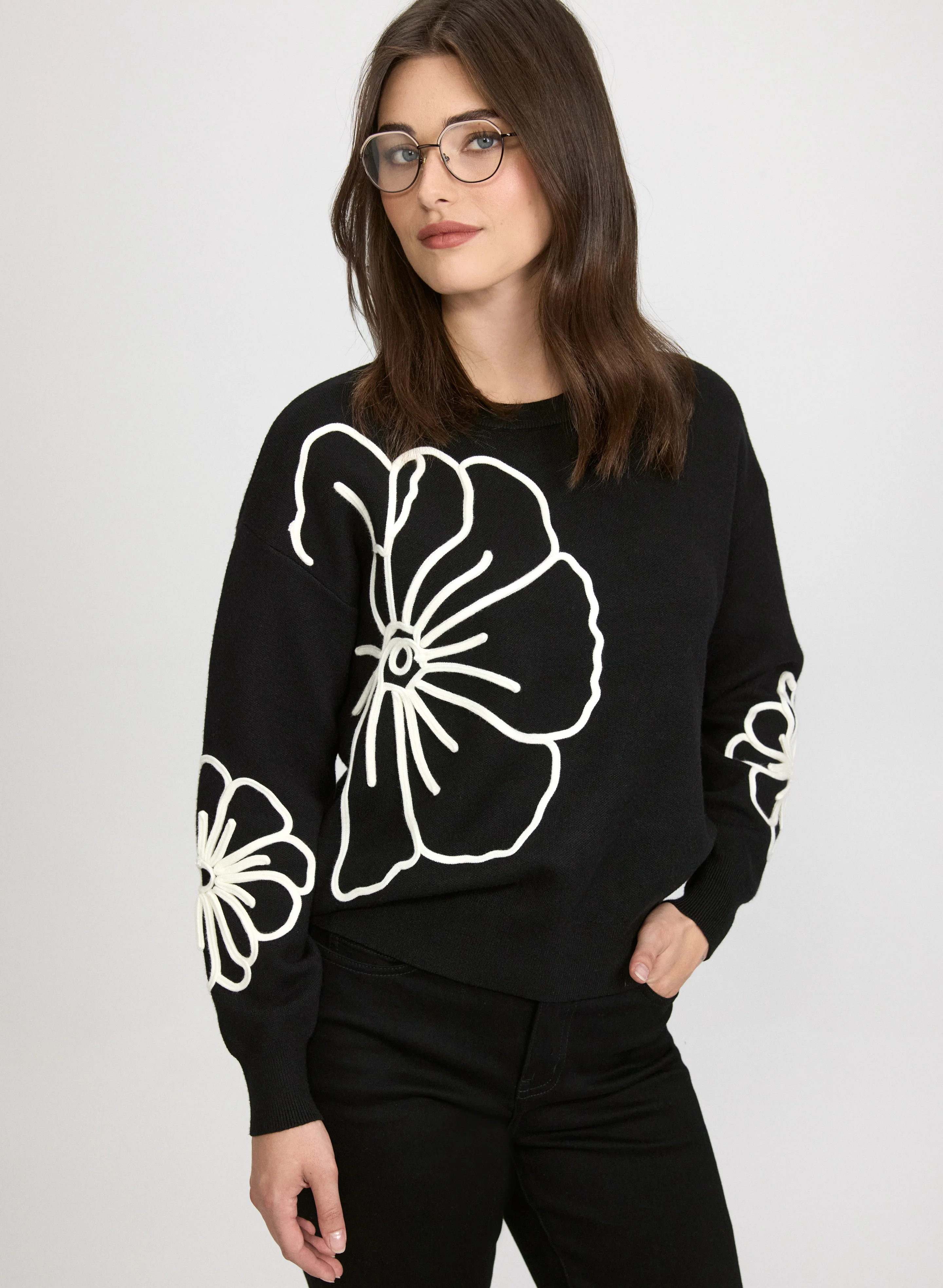 Floral Motif Sweater