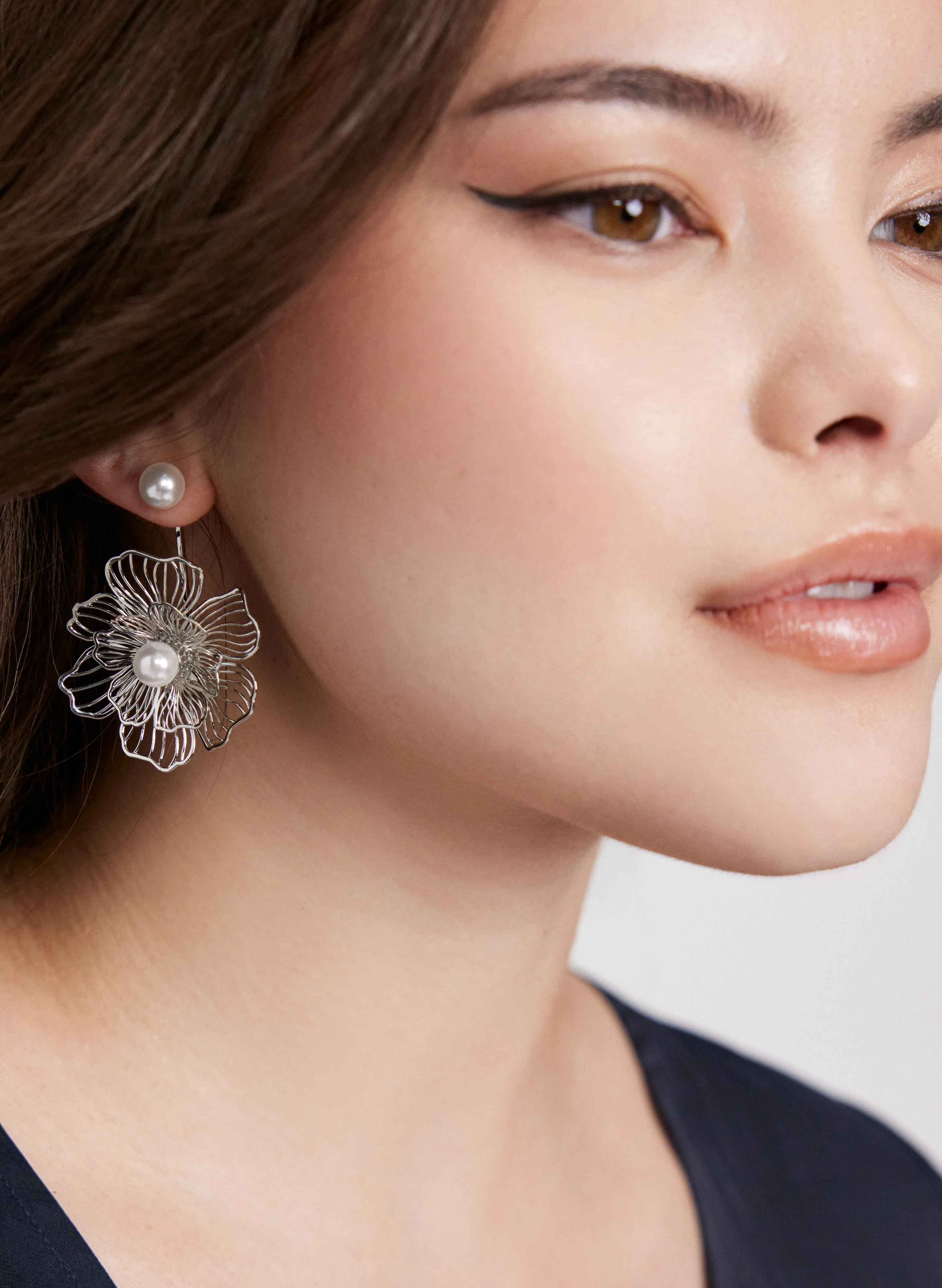 Floral & Pearl Earrings - Image 2
