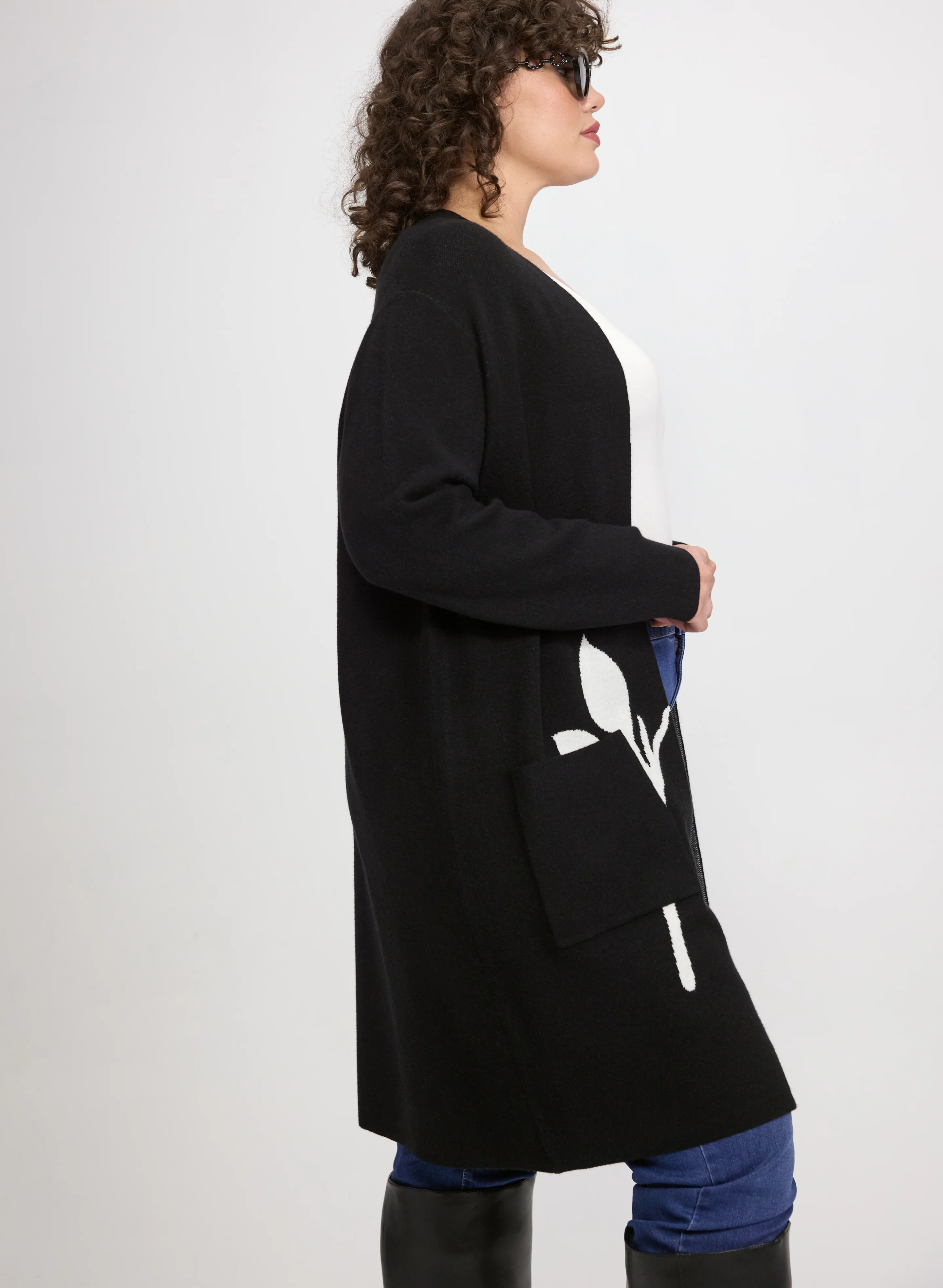 Floral Placement Print Cardigan - Image 4