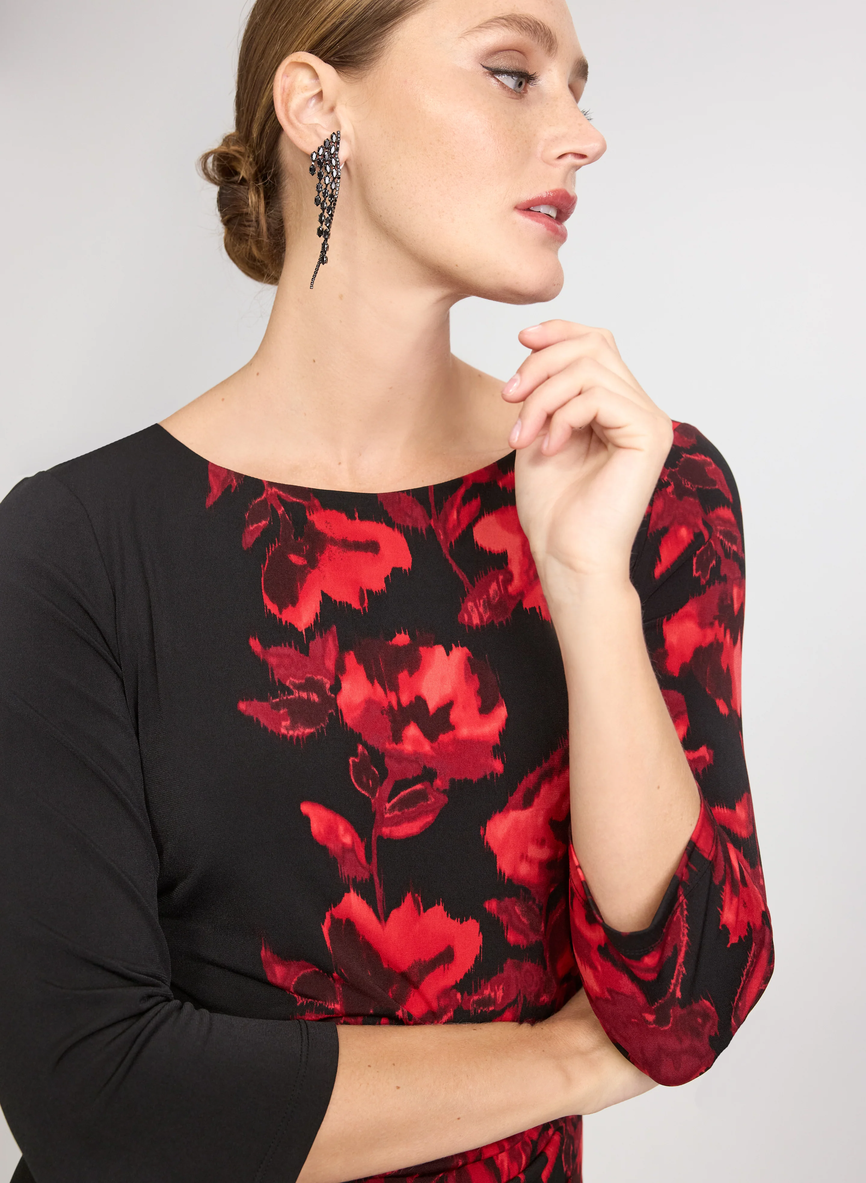 Floral Placement Print Dress - Image 5