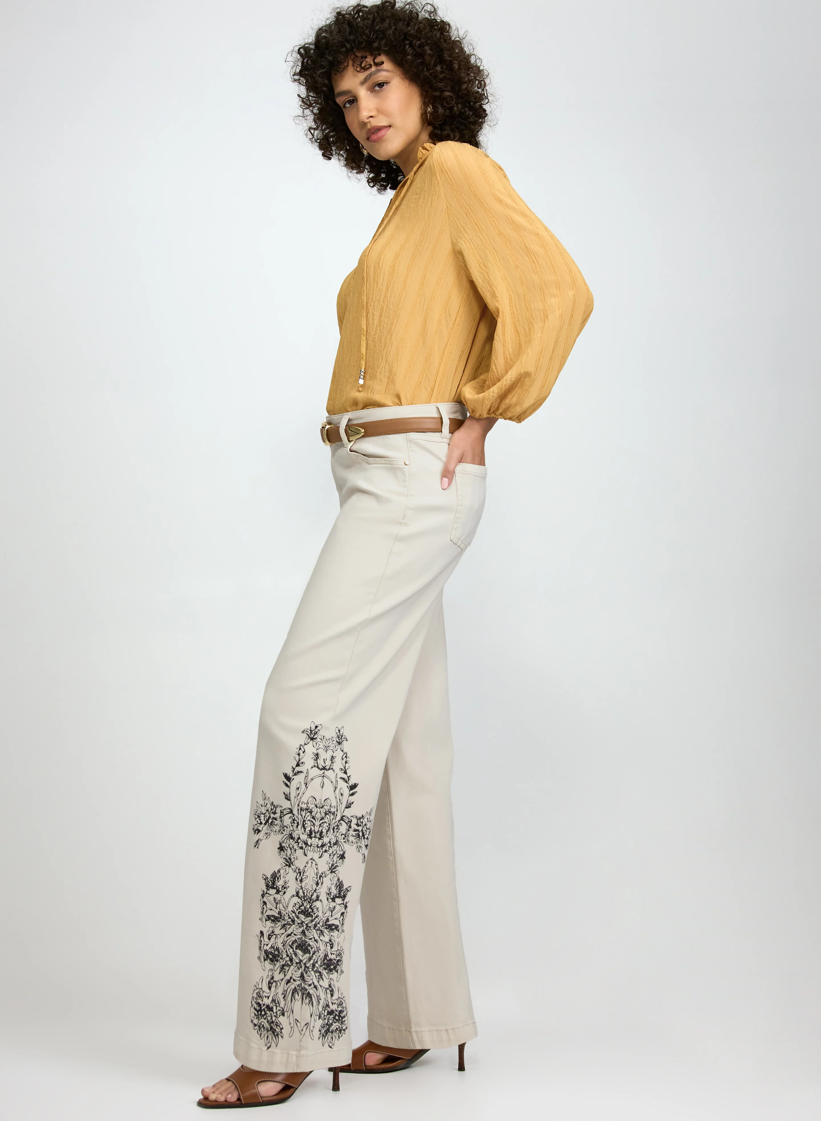 Floral Placement Print Jeans - Image 2