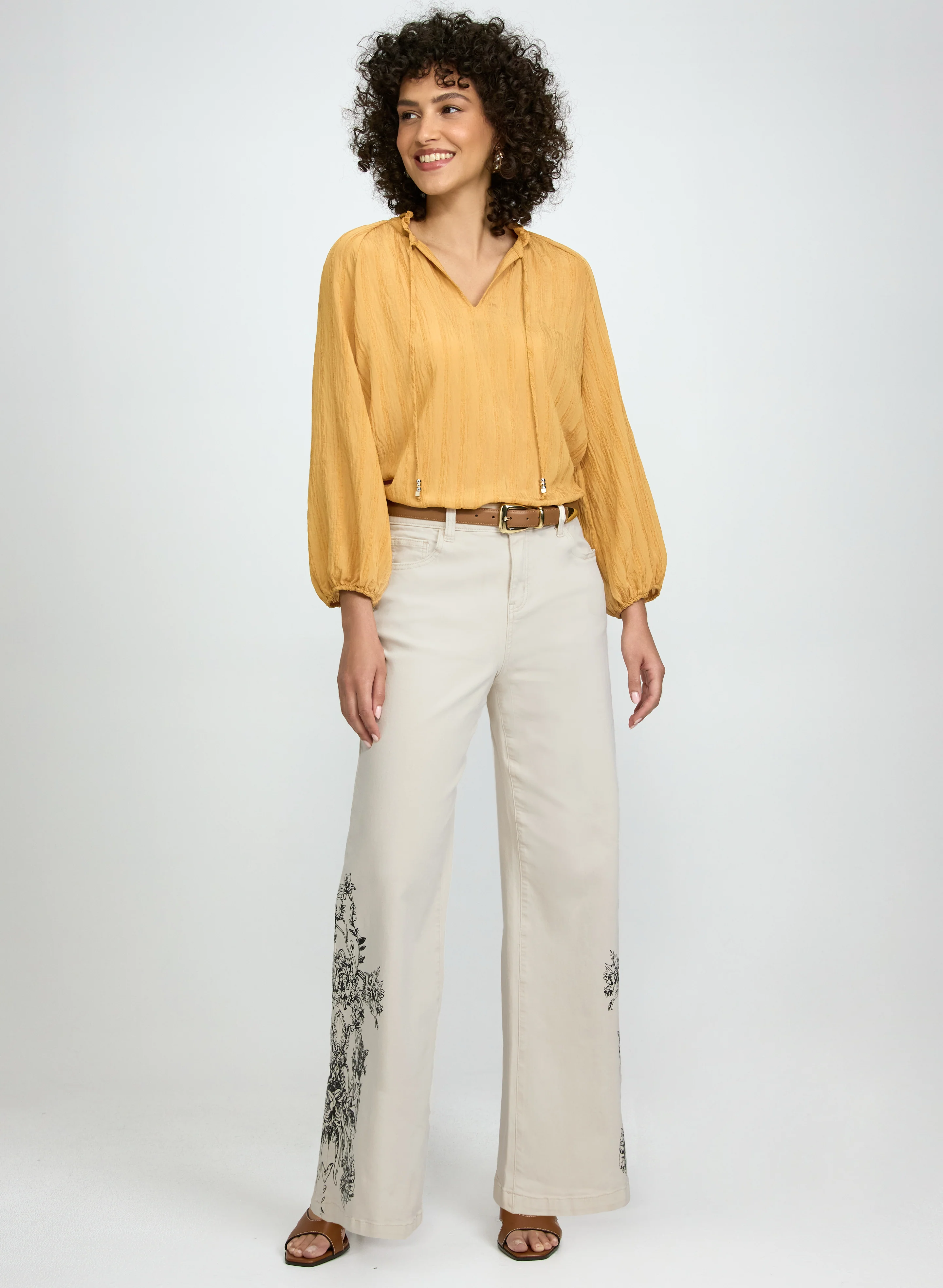 Floral Placement Print Jeans - Image 4