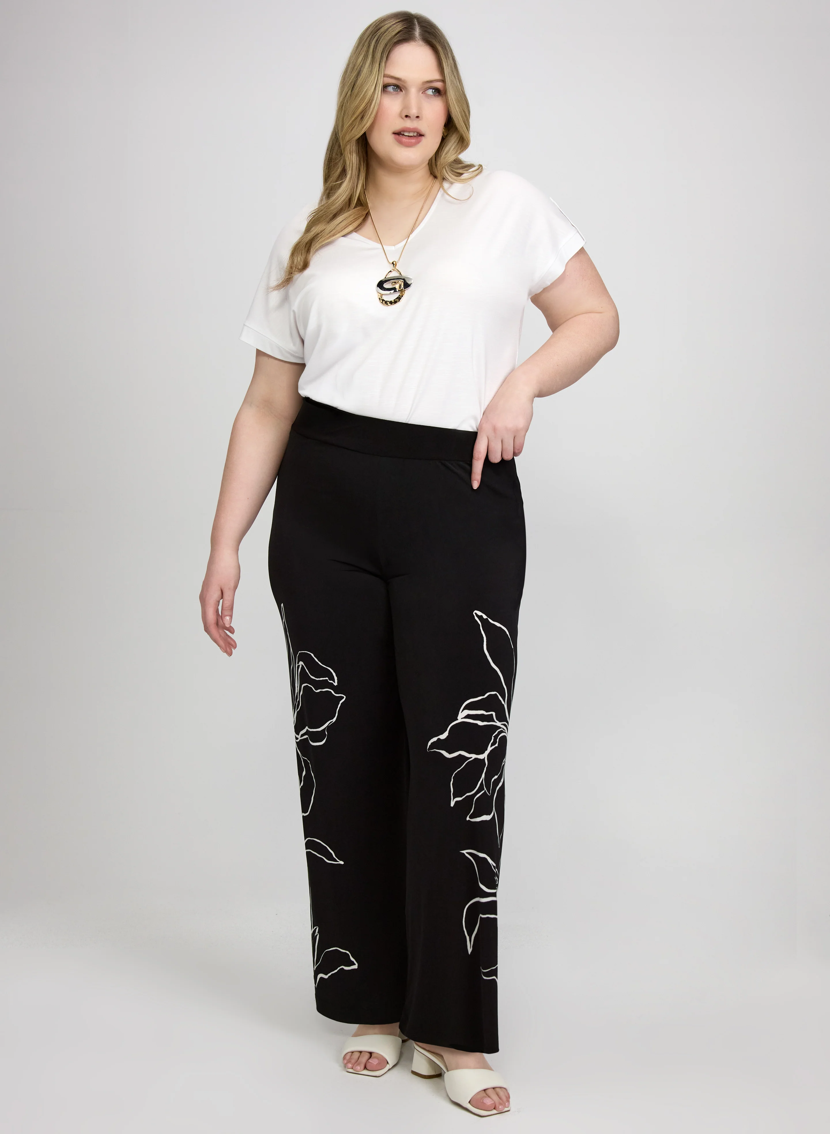 Floral Placement Print Pants - Image 3