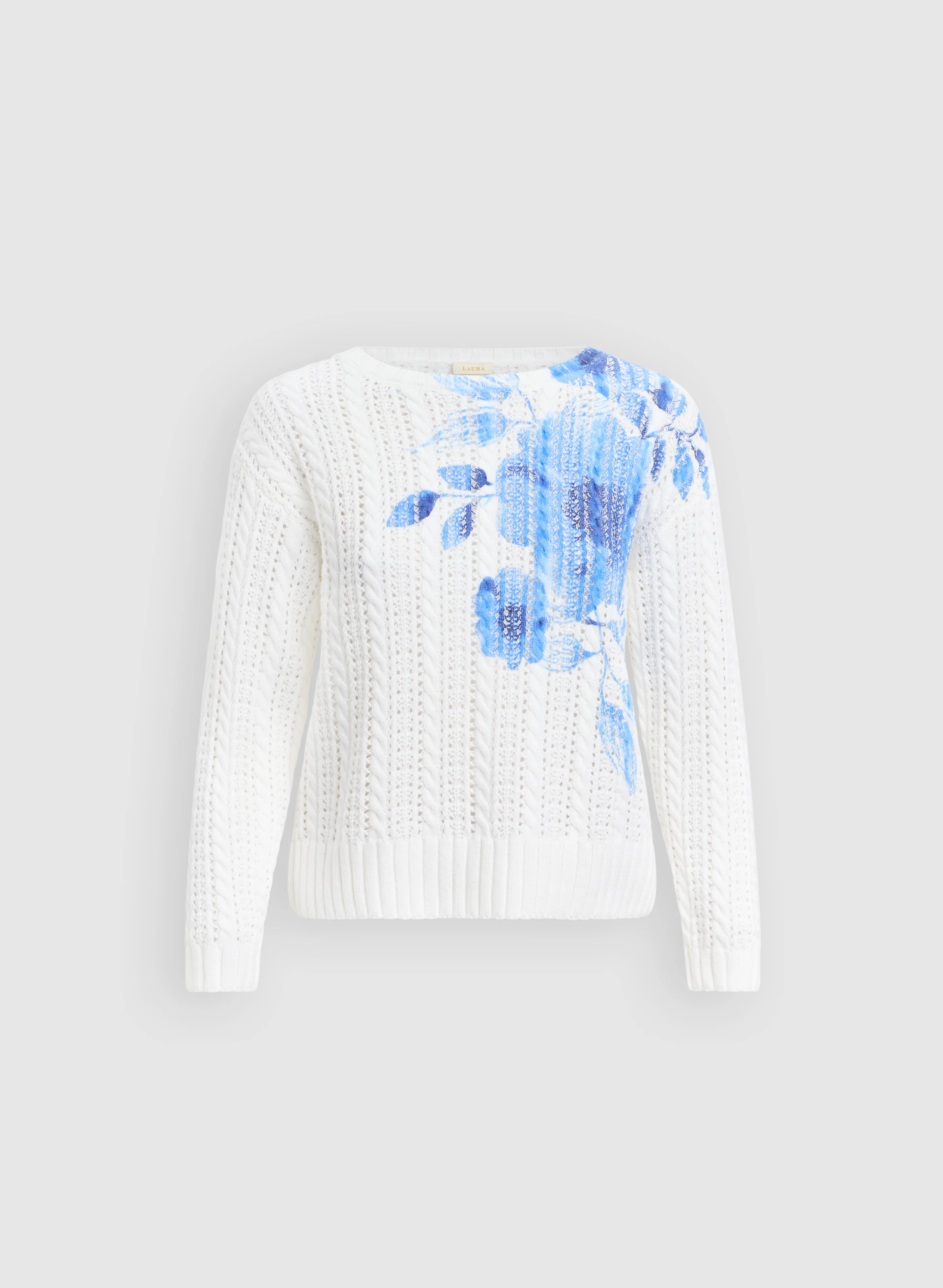Floral Pointelle Knit Sweater - Image 6