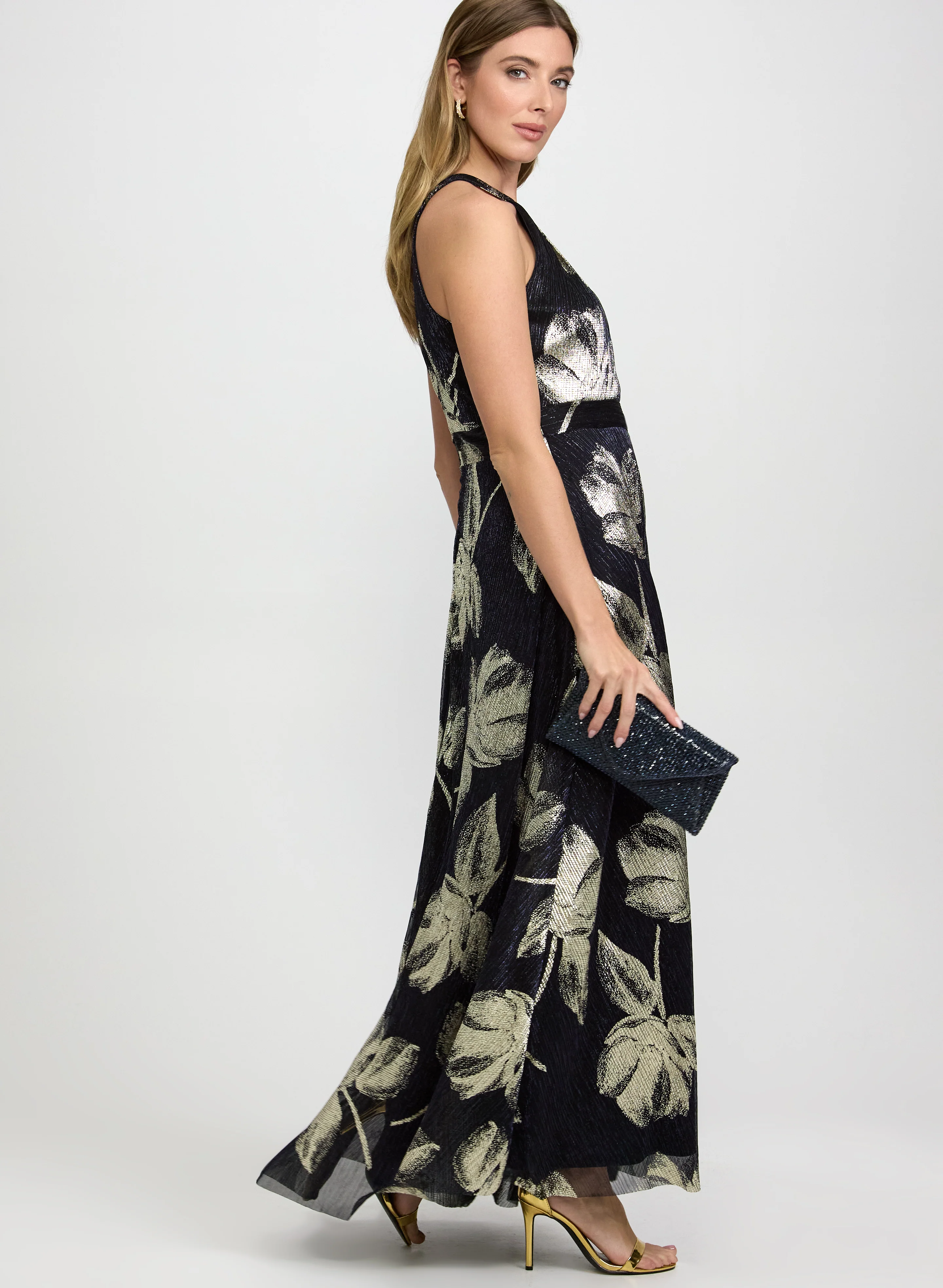 Floral Print Lurex Dress - Image 2