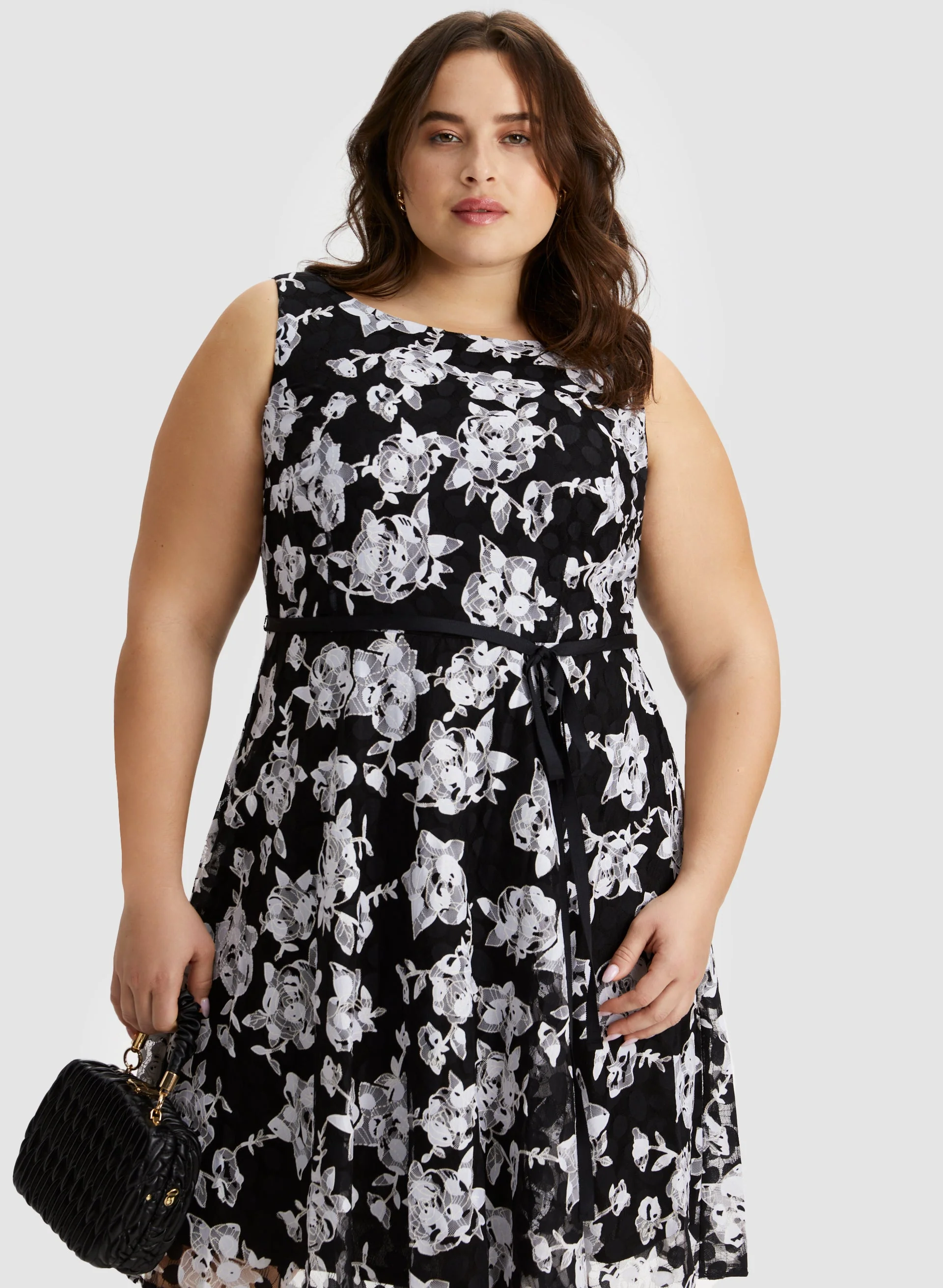 Floral Print Ribbon Belt Dress - Image 5