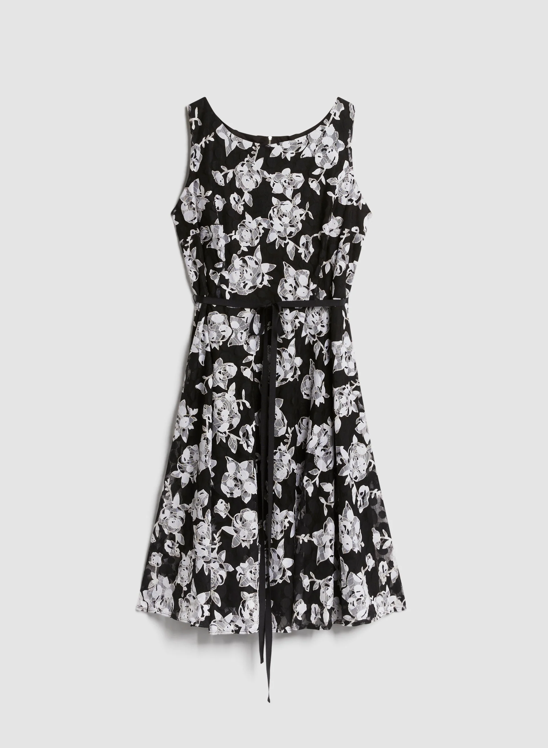 Floral Print Ribbon Belt Dress - Image 6