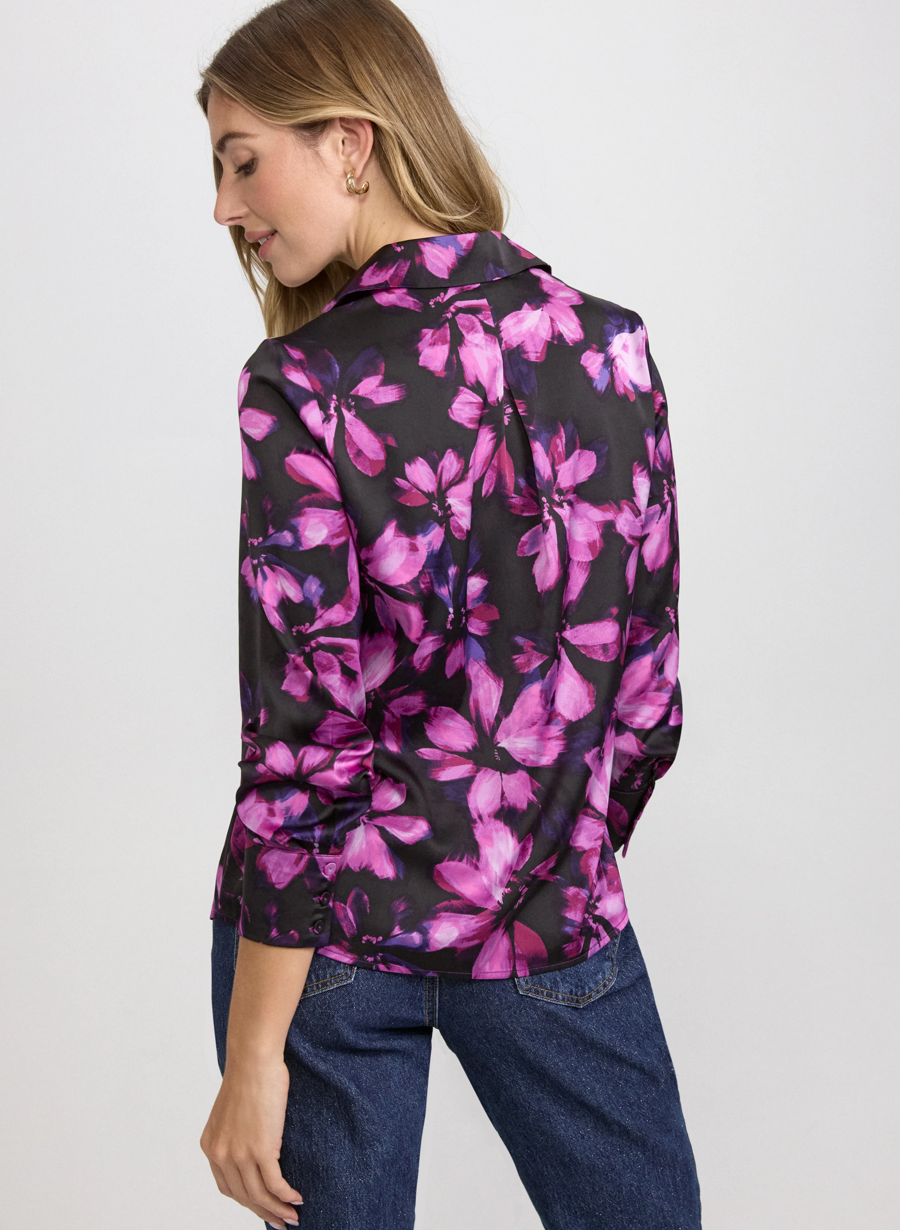 Floral Print Satin Blouse - Image 4