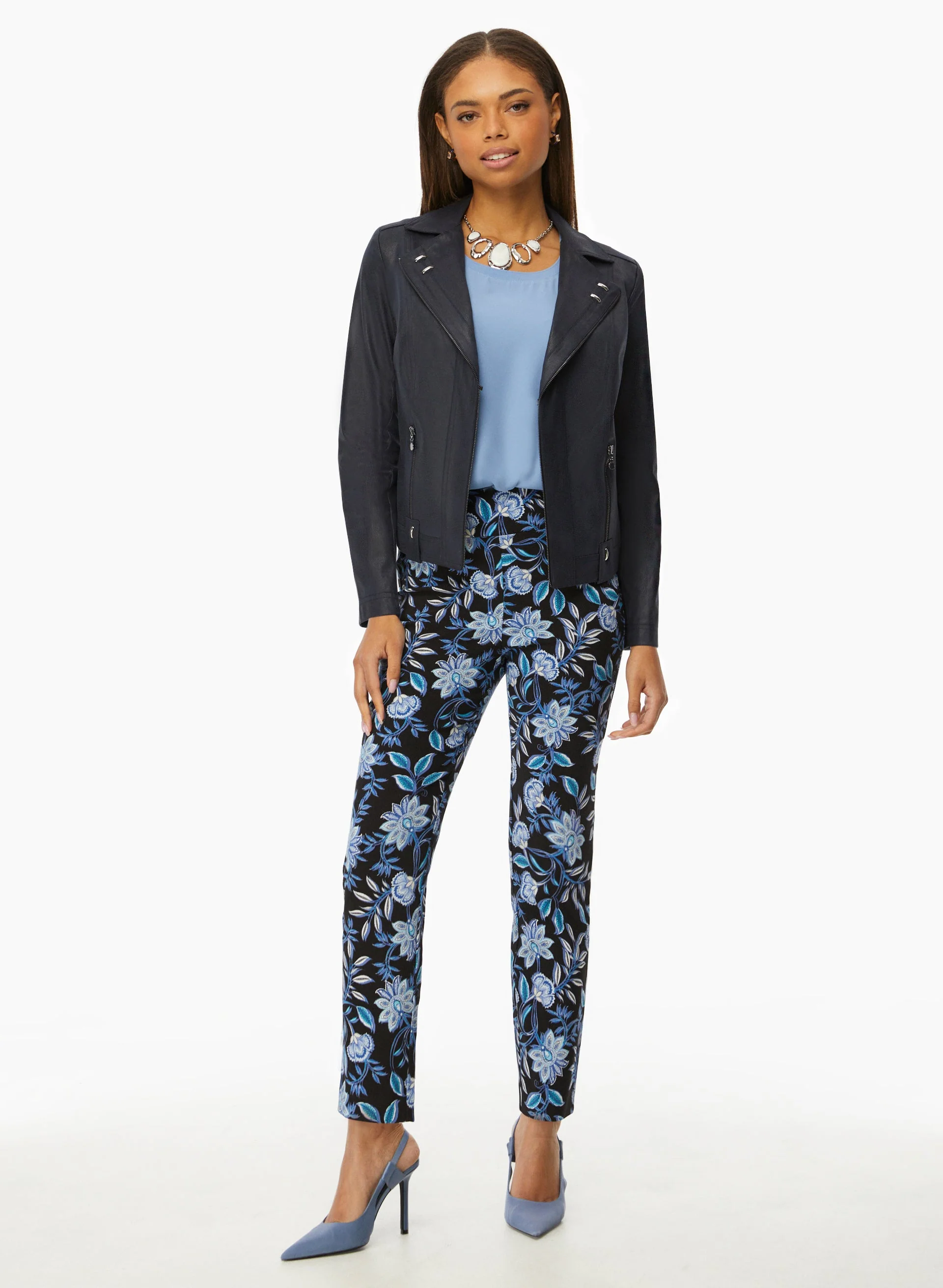 Floral Print Slim Leg Pants - Image 4