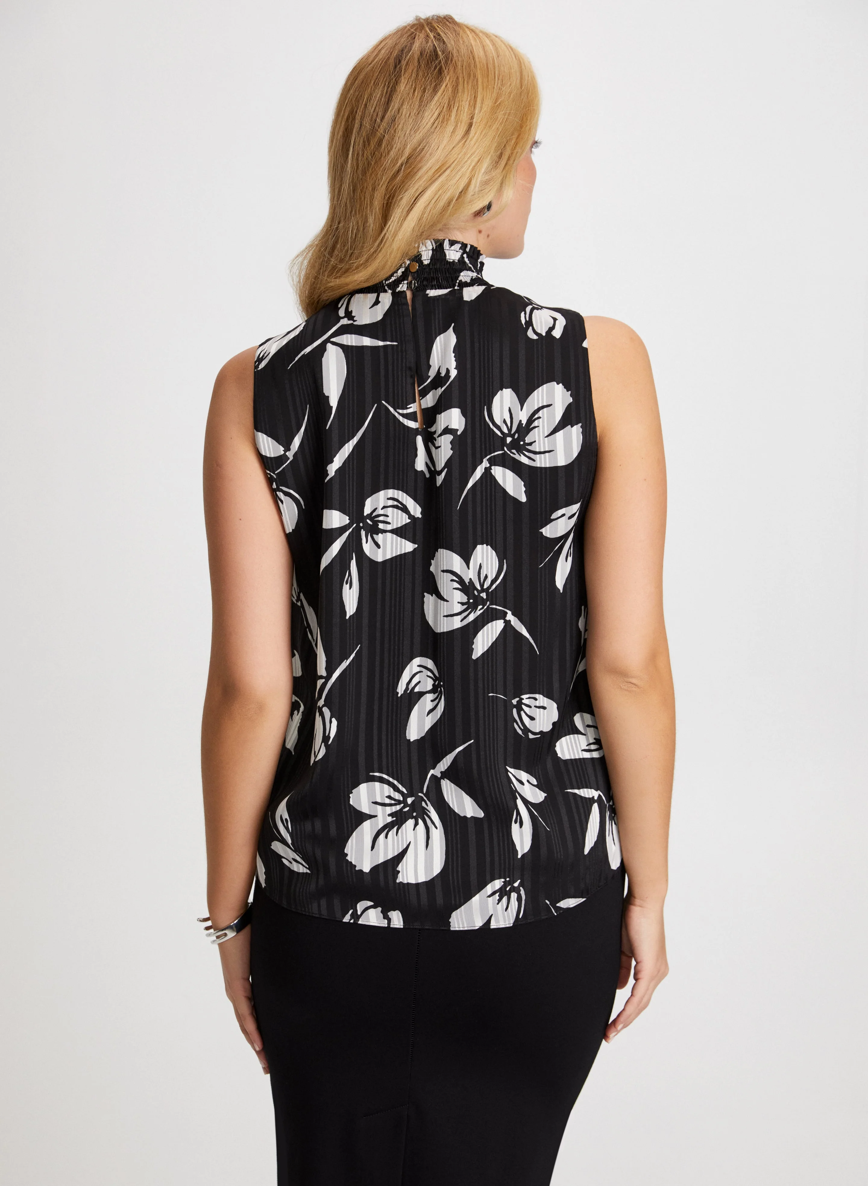 Floral Print Smocked Neck Blouse - Image 4