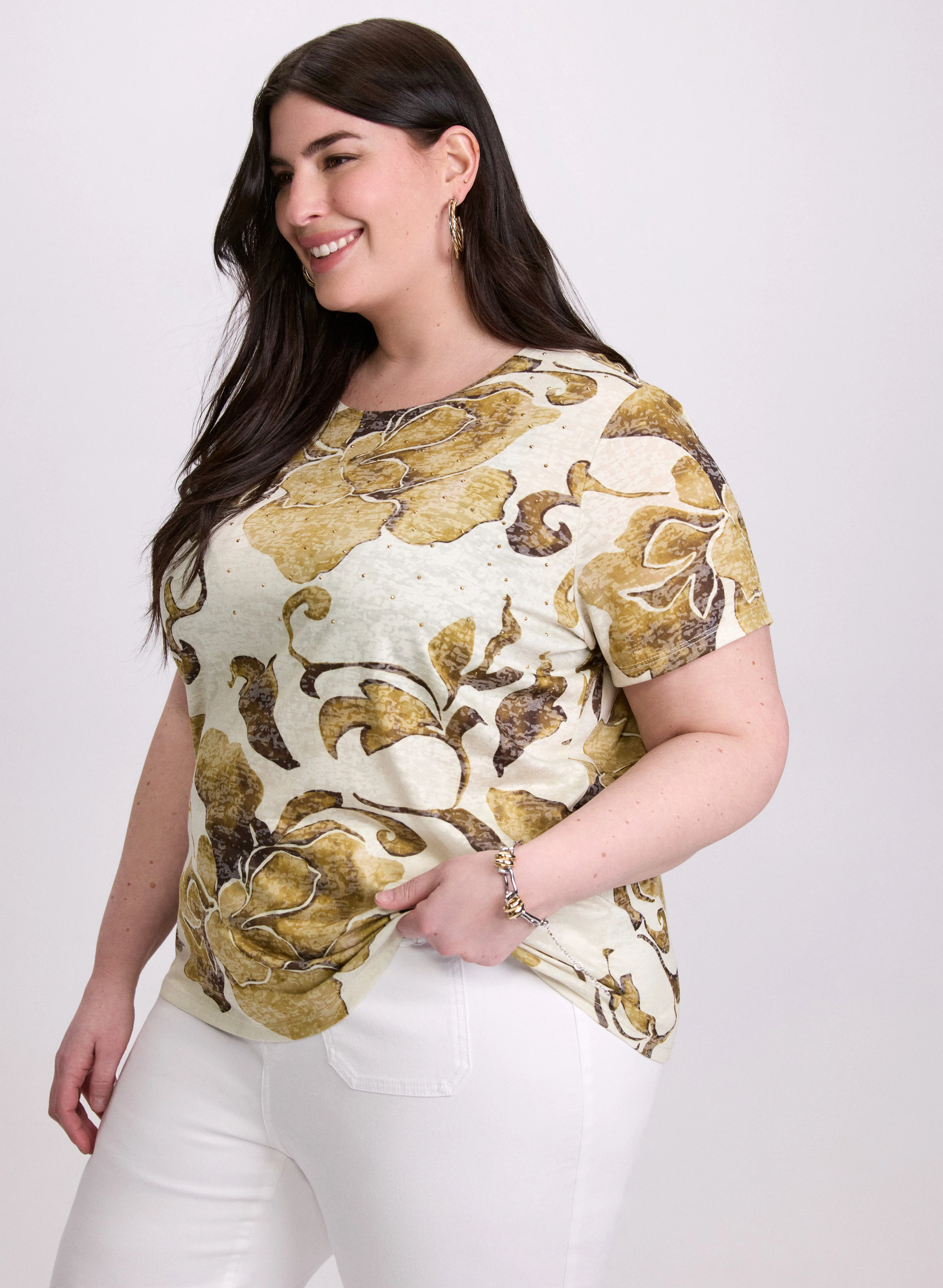 Floral Rhinestone T-Shirt - Image 5