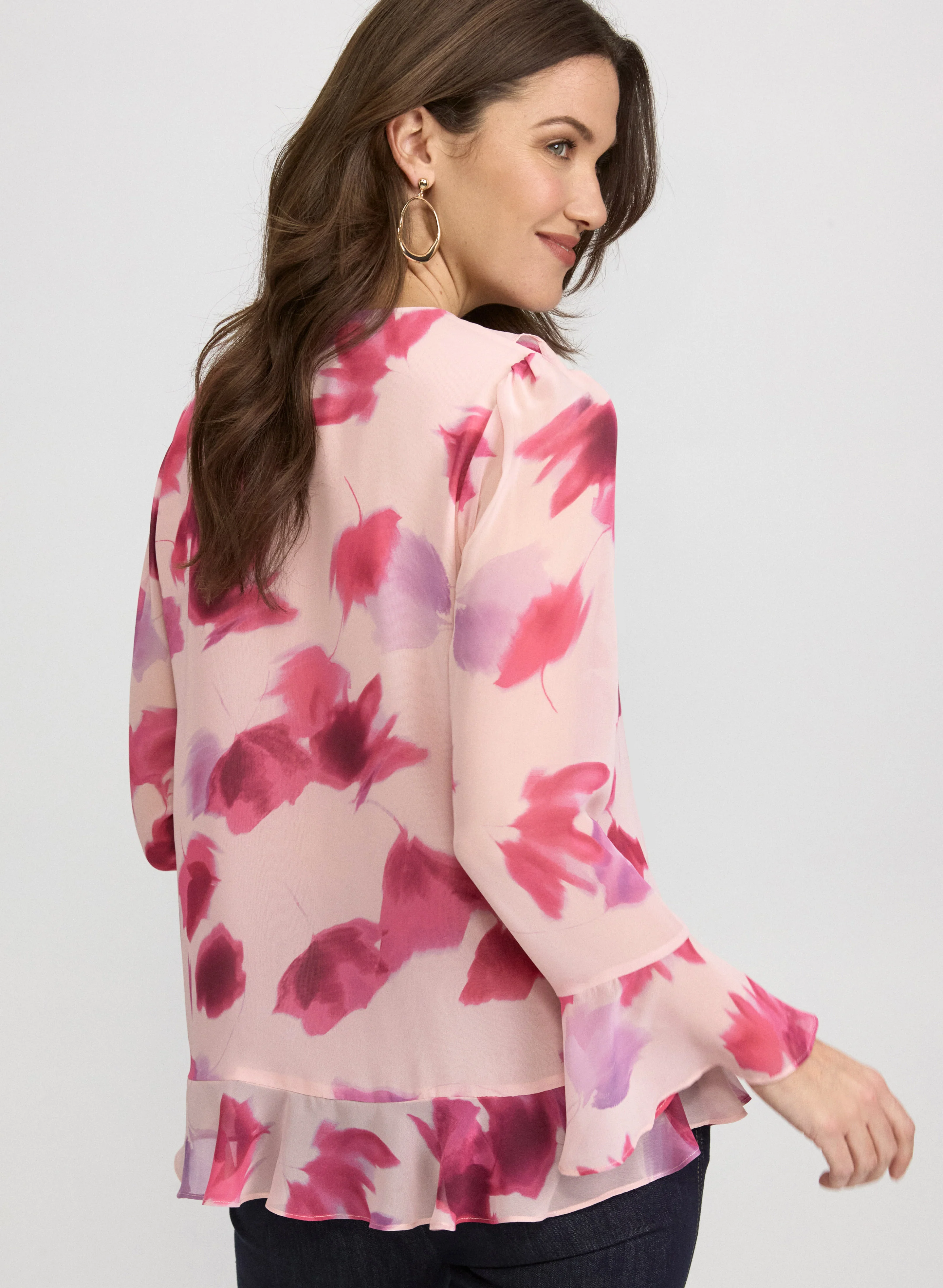 Floral Ruffle Front Blouse - Image 4