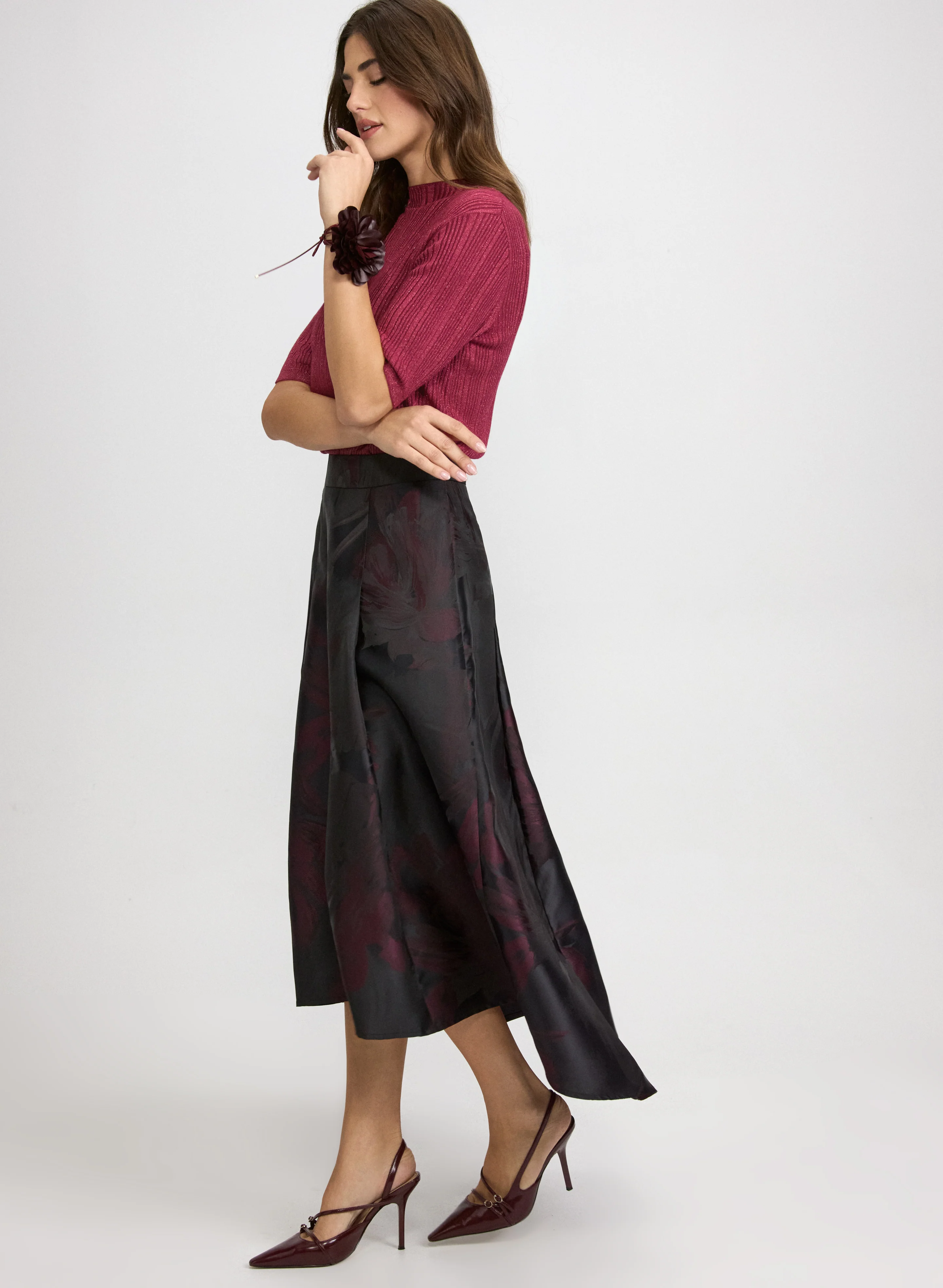 Floral Satin Skirt - Image 4