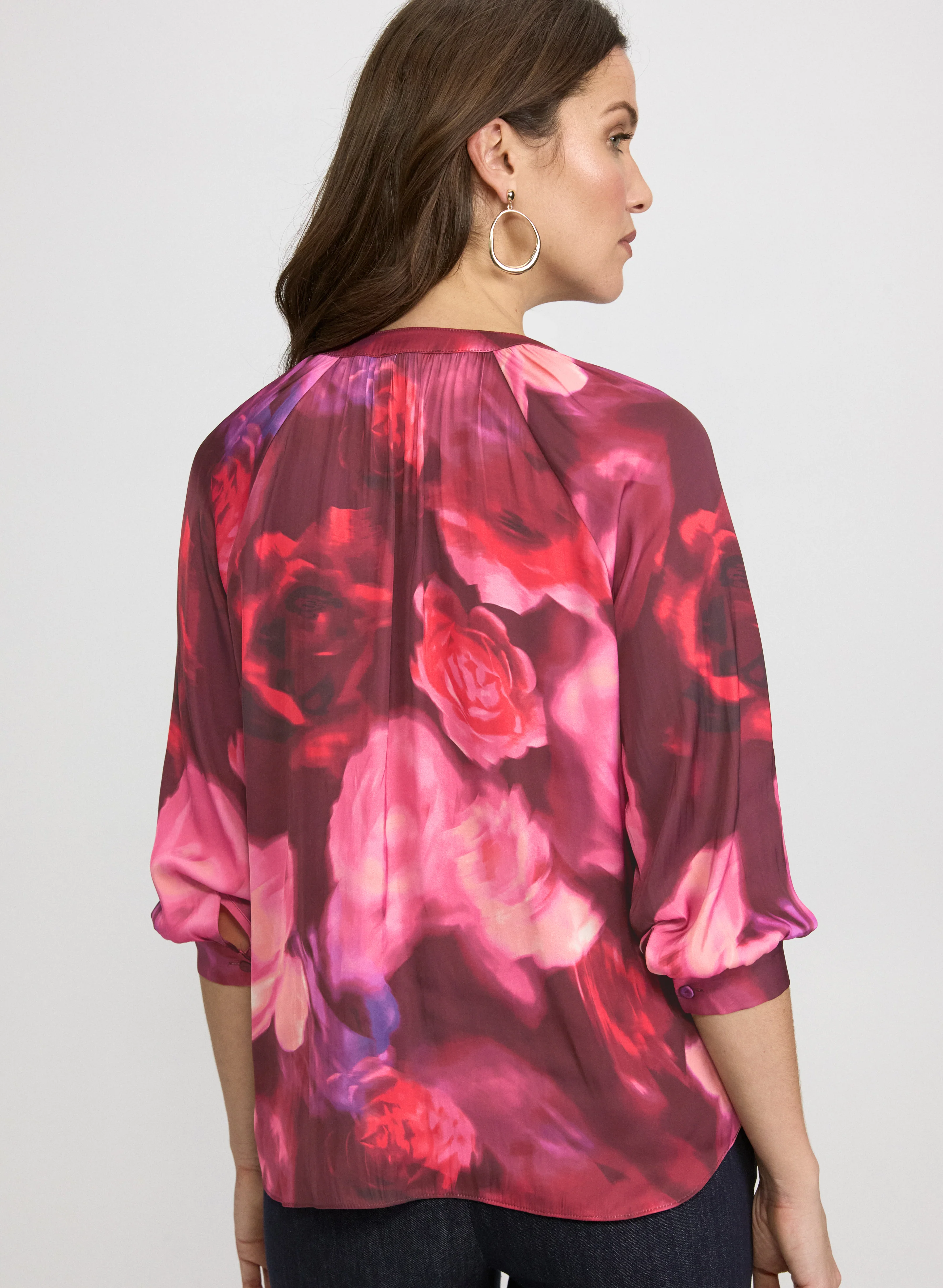 Floral Split-Neck Blouse - Image 4