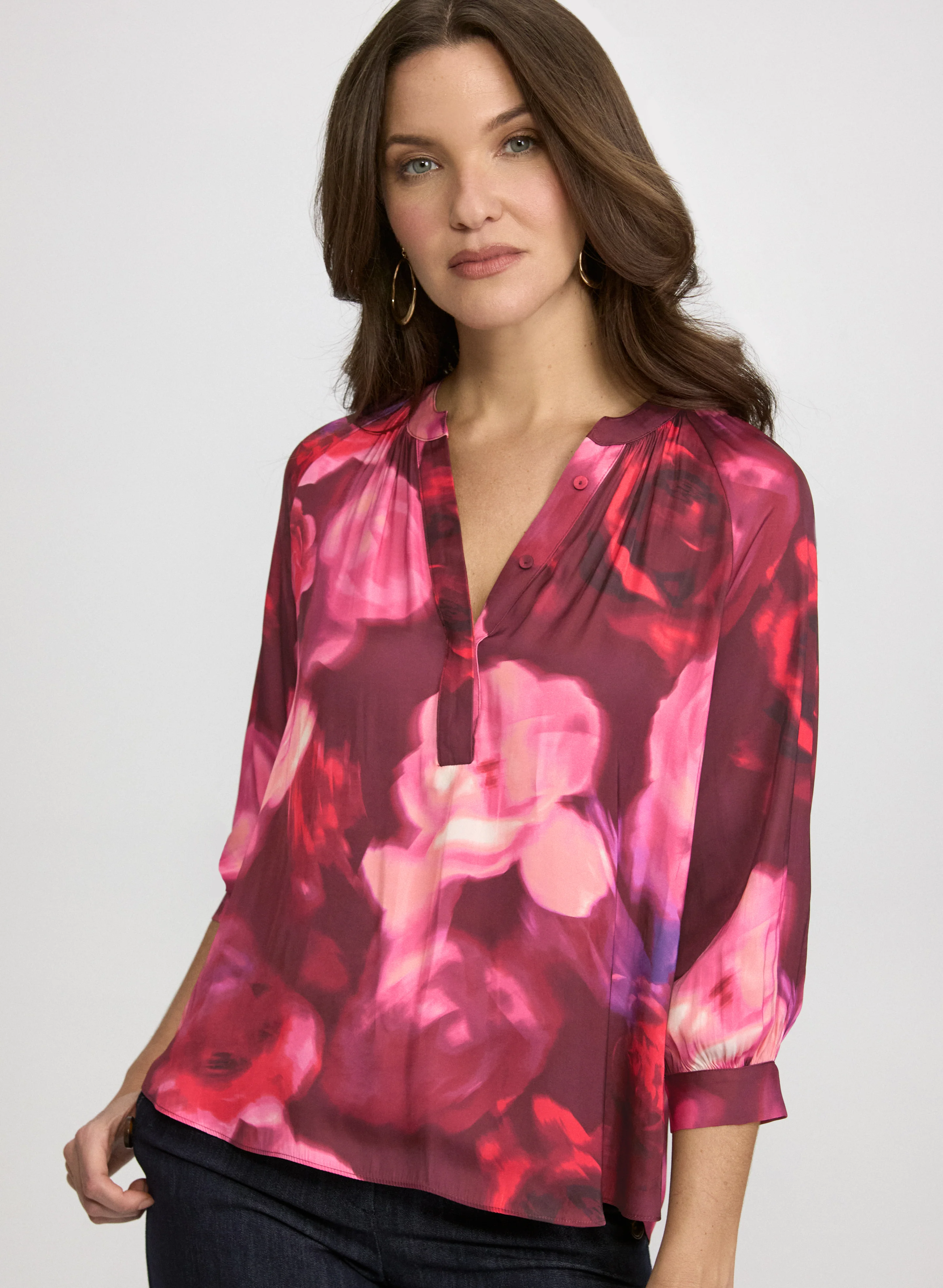 Floral Split-Neck Blouse - Image 5