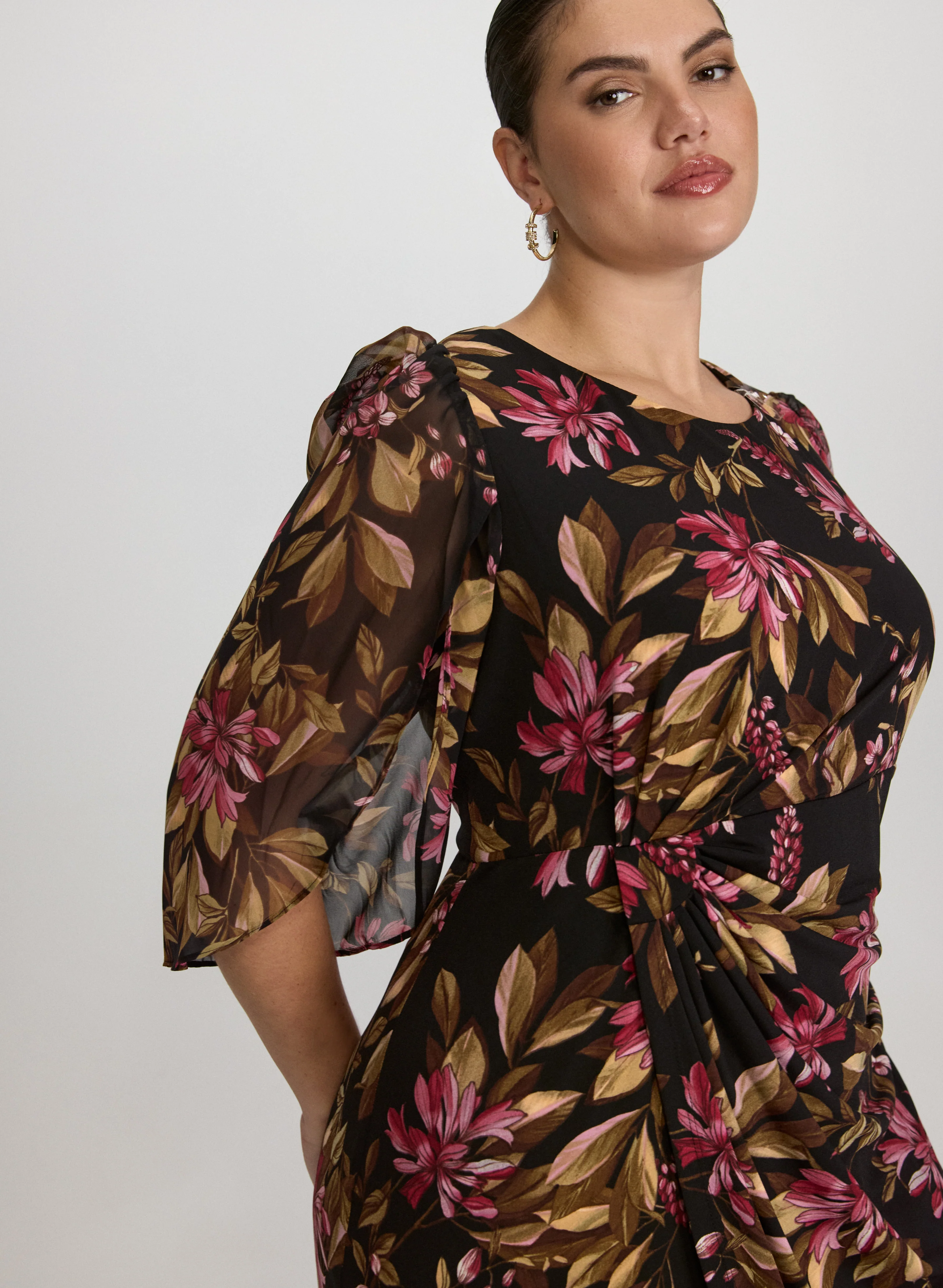 Floral Split Sleeve Dress - Image 5