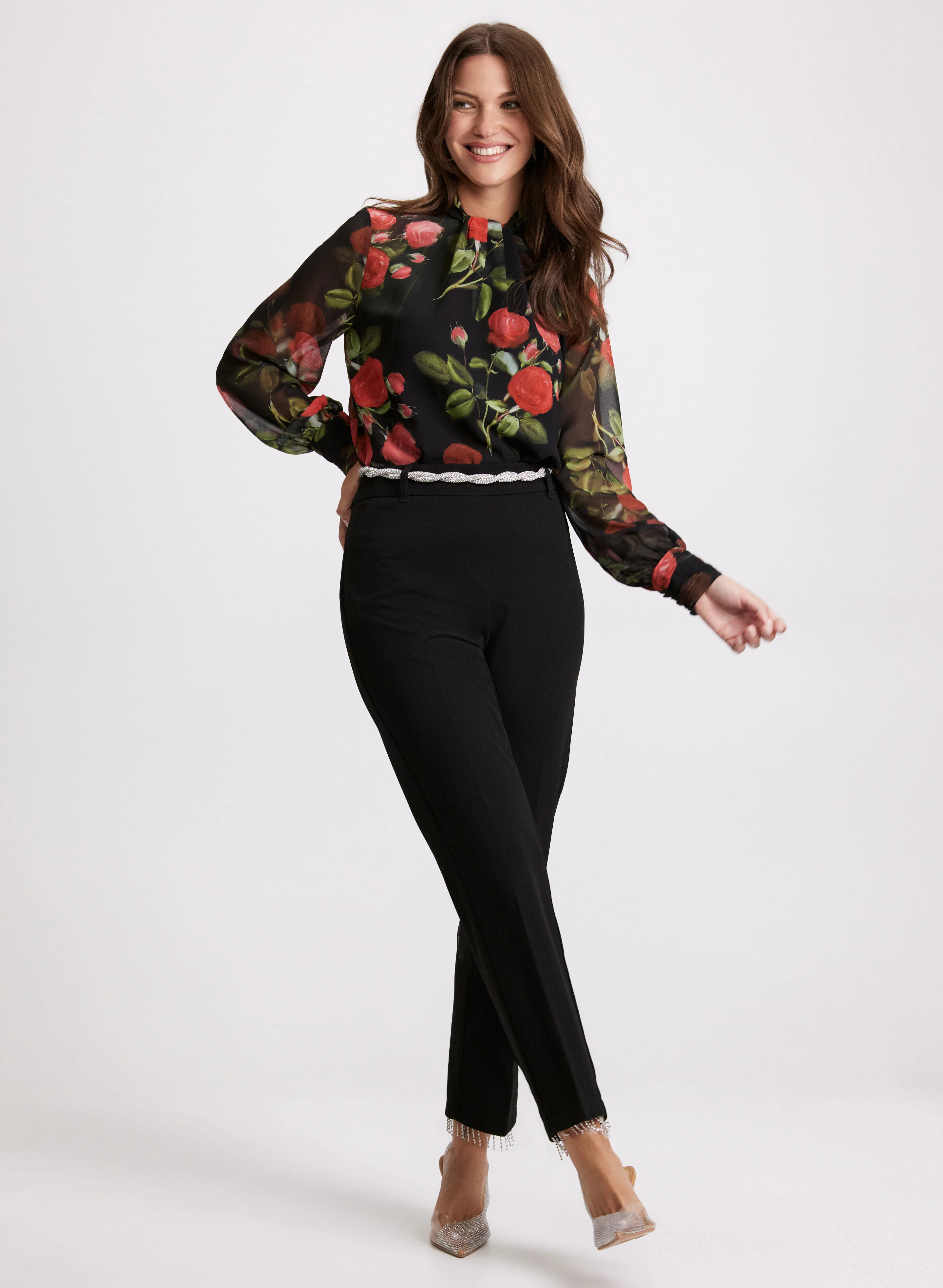 Floral Twist Mock Neck Blouse - Image 2